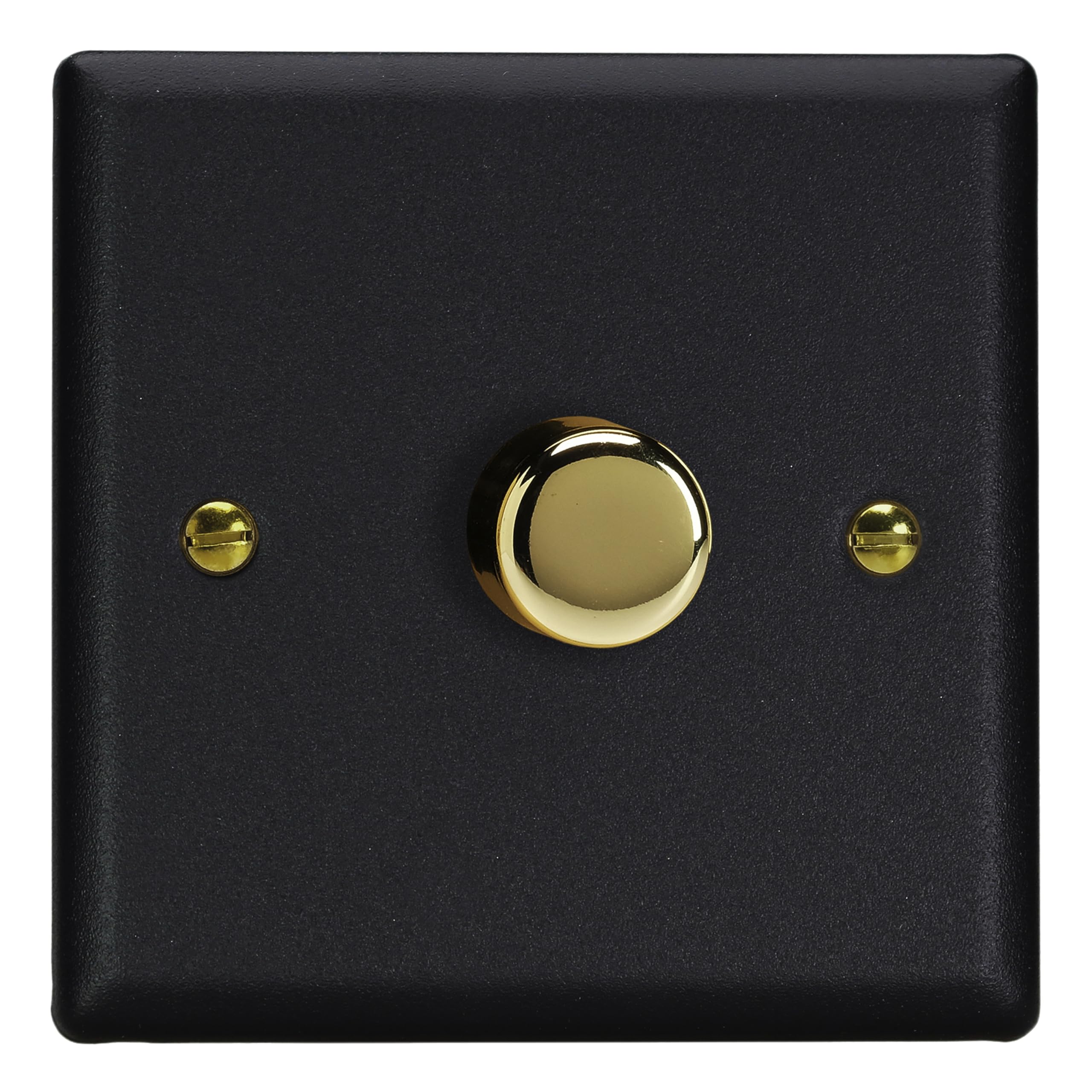Varilight Single V-Pro Rotary 2-Way LED Dimmer 1 x 0-120W - Vogue Matt Black With Polished Brass Knob, JYP401V.MB