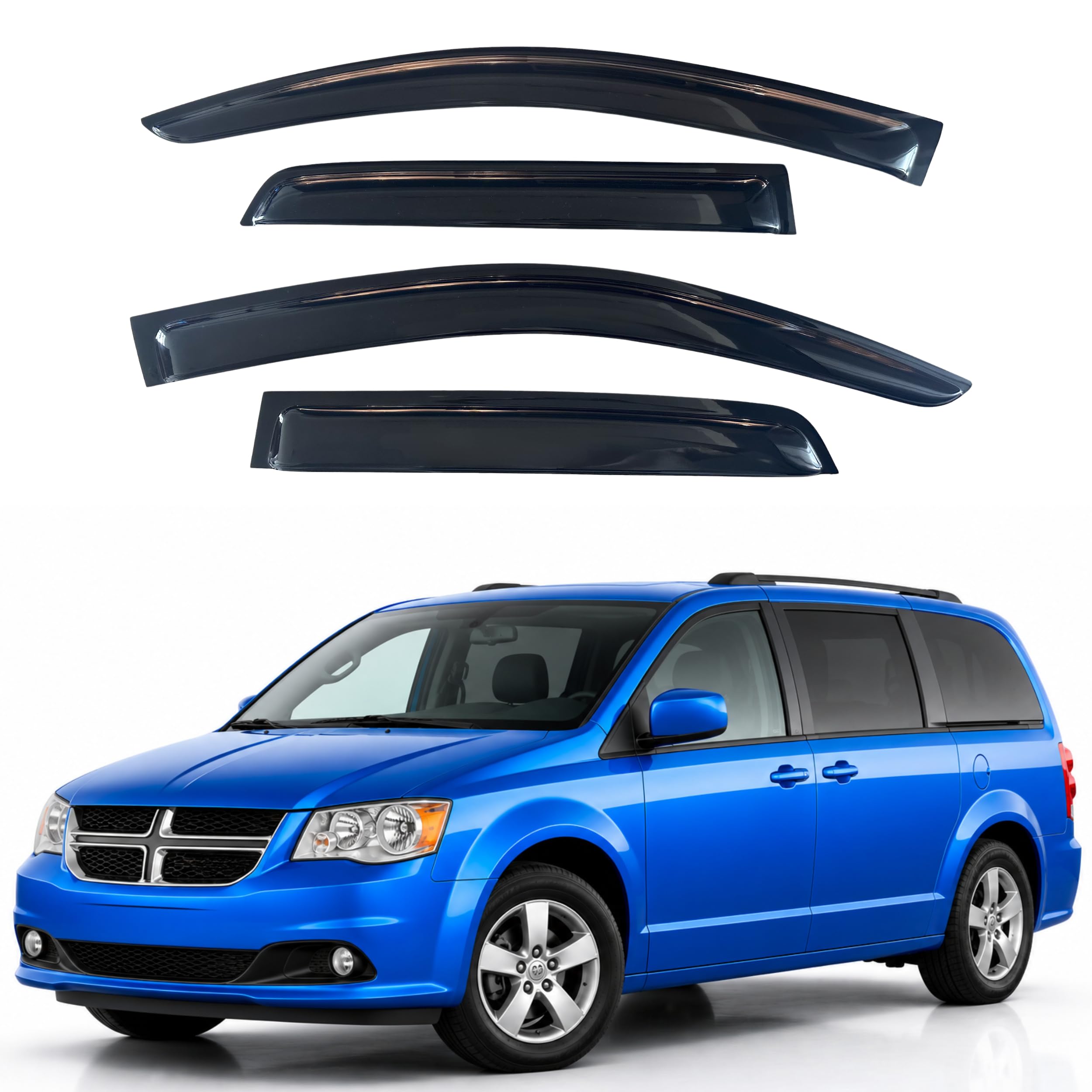 IG Window Visors Fit for 2008-2020 Dodge Grand Caravan, Out-Channel Rain Guards Vent Wind Deflectors 4PC, Car Accessories for 2008-2016 Chrysler Town Country, 2009-2012 Volkswagen (VW) Routan