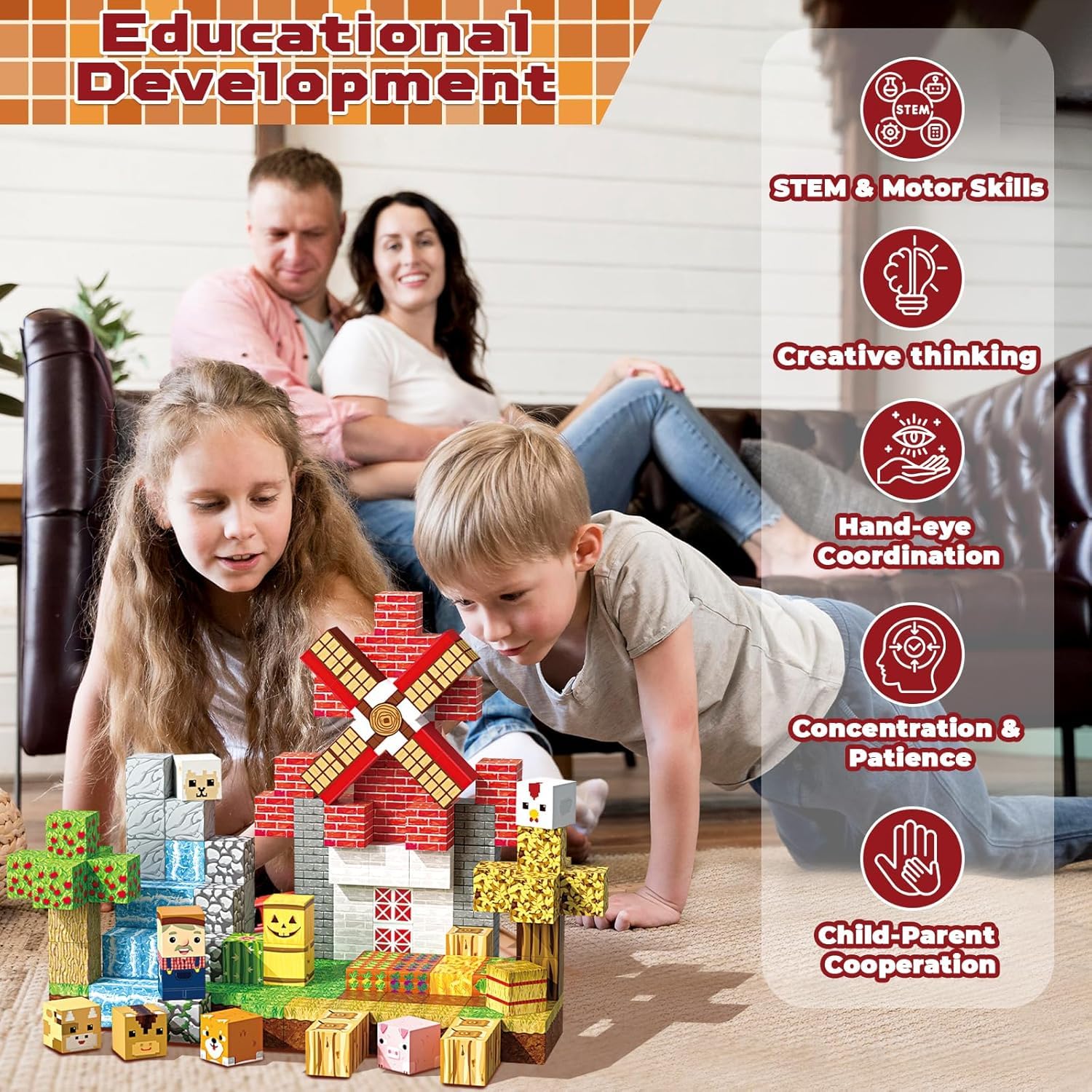 Katiago Blocs Construction Magnétiques 64 pièces Jeux Éducatifs Cadeau