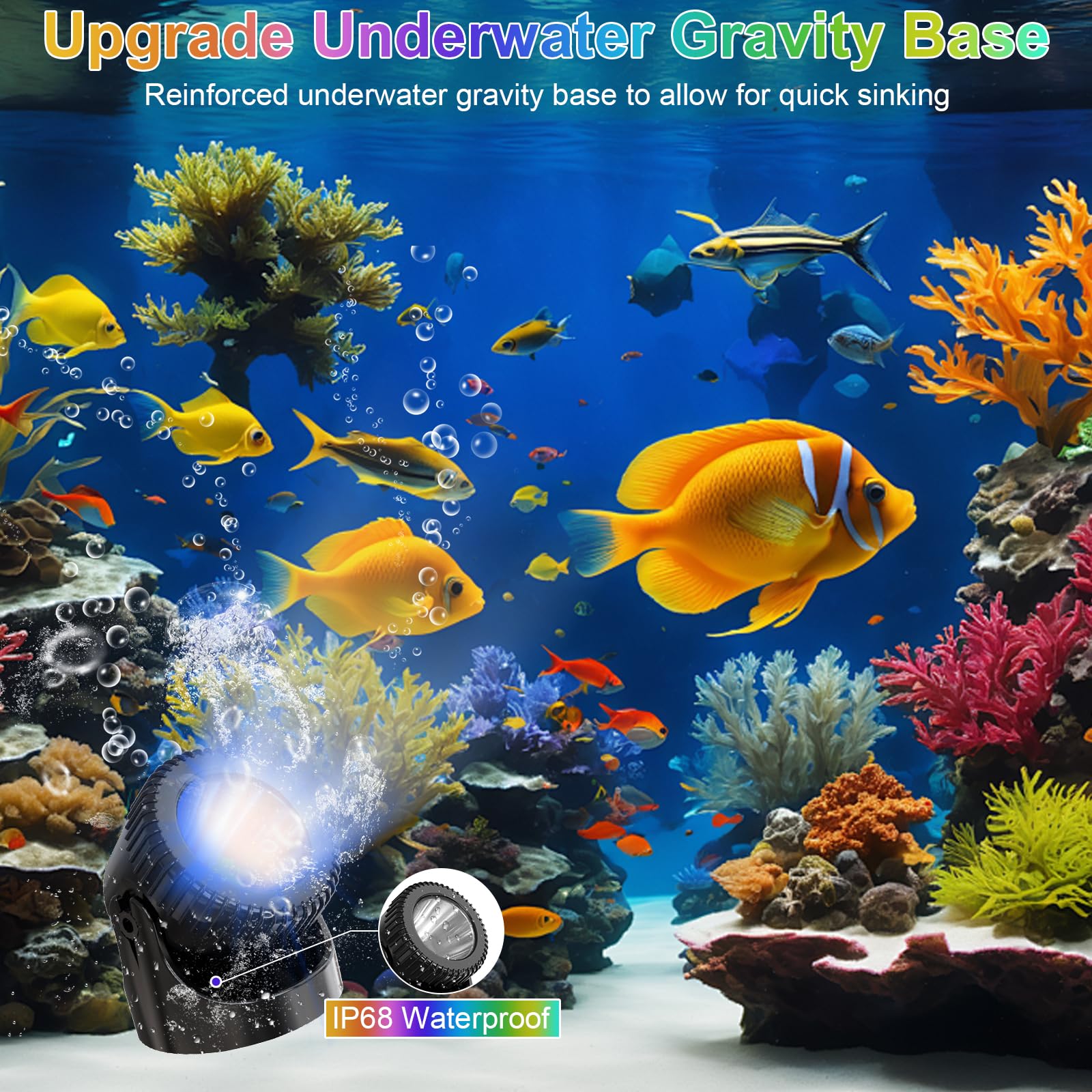 RGB Unterwasser-Teichlichter, 20 Farben, dimmbar, tauchfähig, LED-Brunnenlichter mit Timer, IP68 wasserdicht mit Fernbedienung, für Außenteiche, Aquarium, Garten, Pool (4 Stück)
