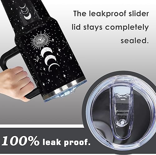 Miniatura 4 de Vaso de 40 onzas con asa, vaso bohemio de 40 onzas con tapa, popote de doble aislamiento, taza de café de viaje para mujer, regalo de taza bohemia