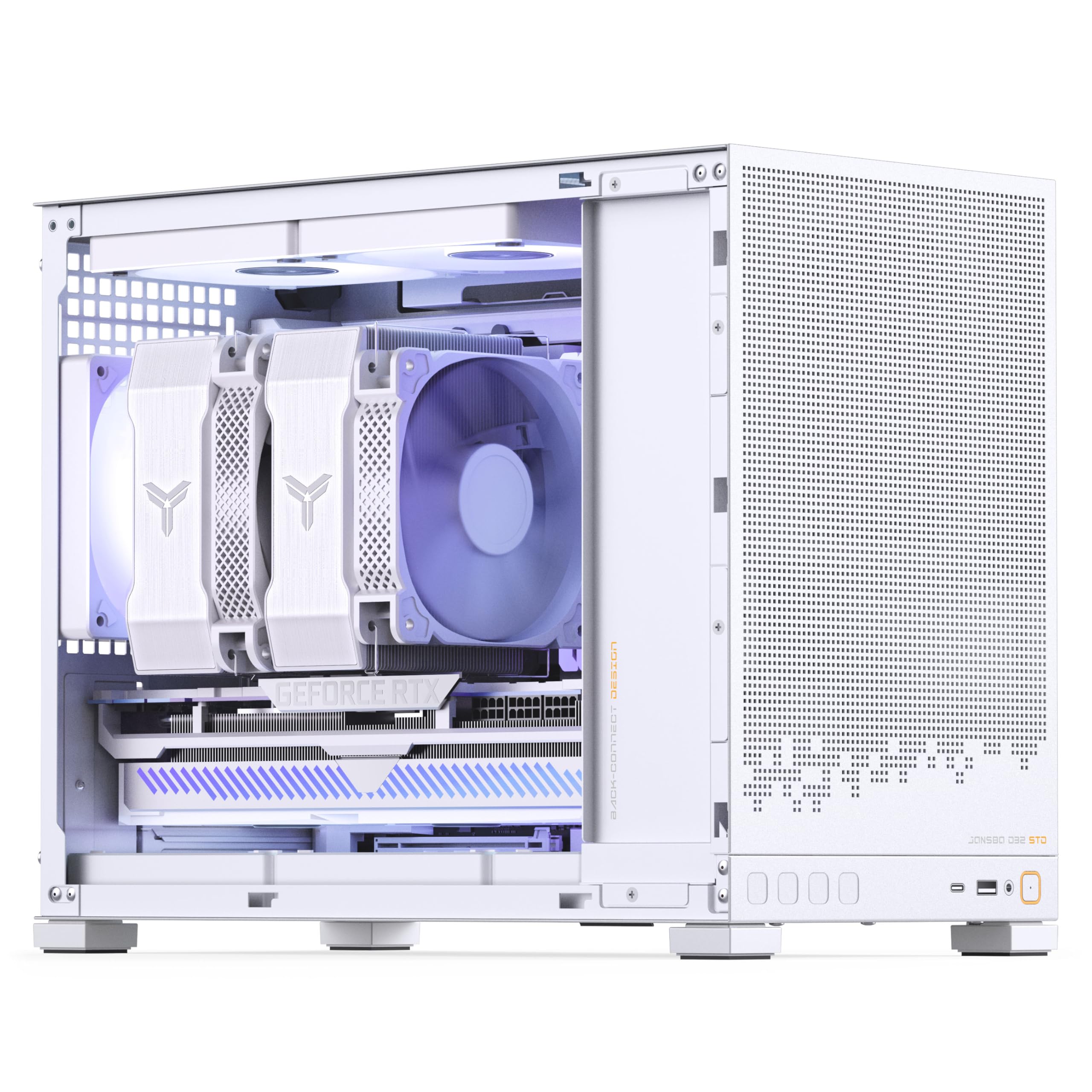 Jonsbo D32 STD obudowa komputera biała | Mini obudowa micro ATX ze szkłem hartowanym, tylnym połączeniem, potężnym przepływem powietrza, kompaktowa i elegancka do budowania gier