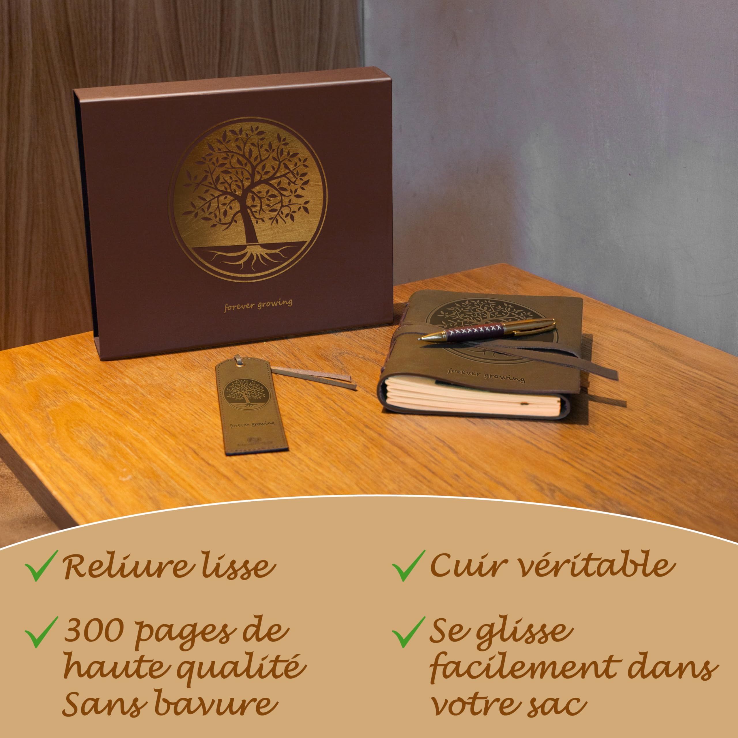 Coffret journal cuir Sovereign-Gear Arbre de vie – Carnet fait main avec stylo et marque-page | Journal vintage homme/femme | Livré dans coffret cadeau estampé élégant.
