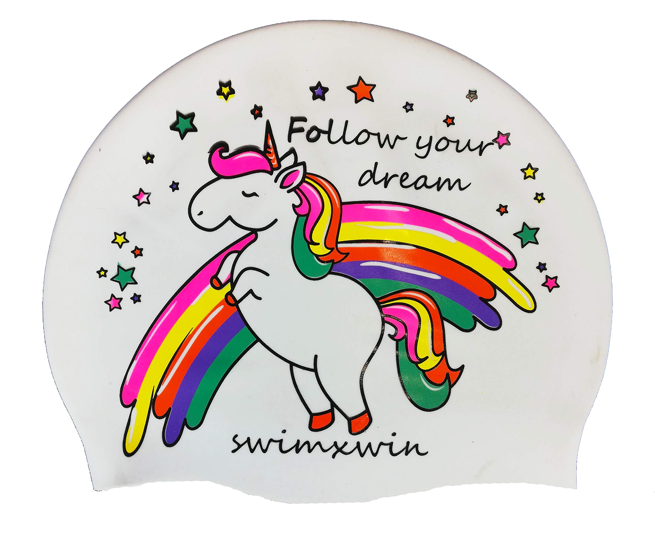 Follow your Dreams Silicone Swimming Cap | Fantastic Pool Cap | Swim Cap for Men, Woman and Kids | Comfort and Fit | Italian Design and Style