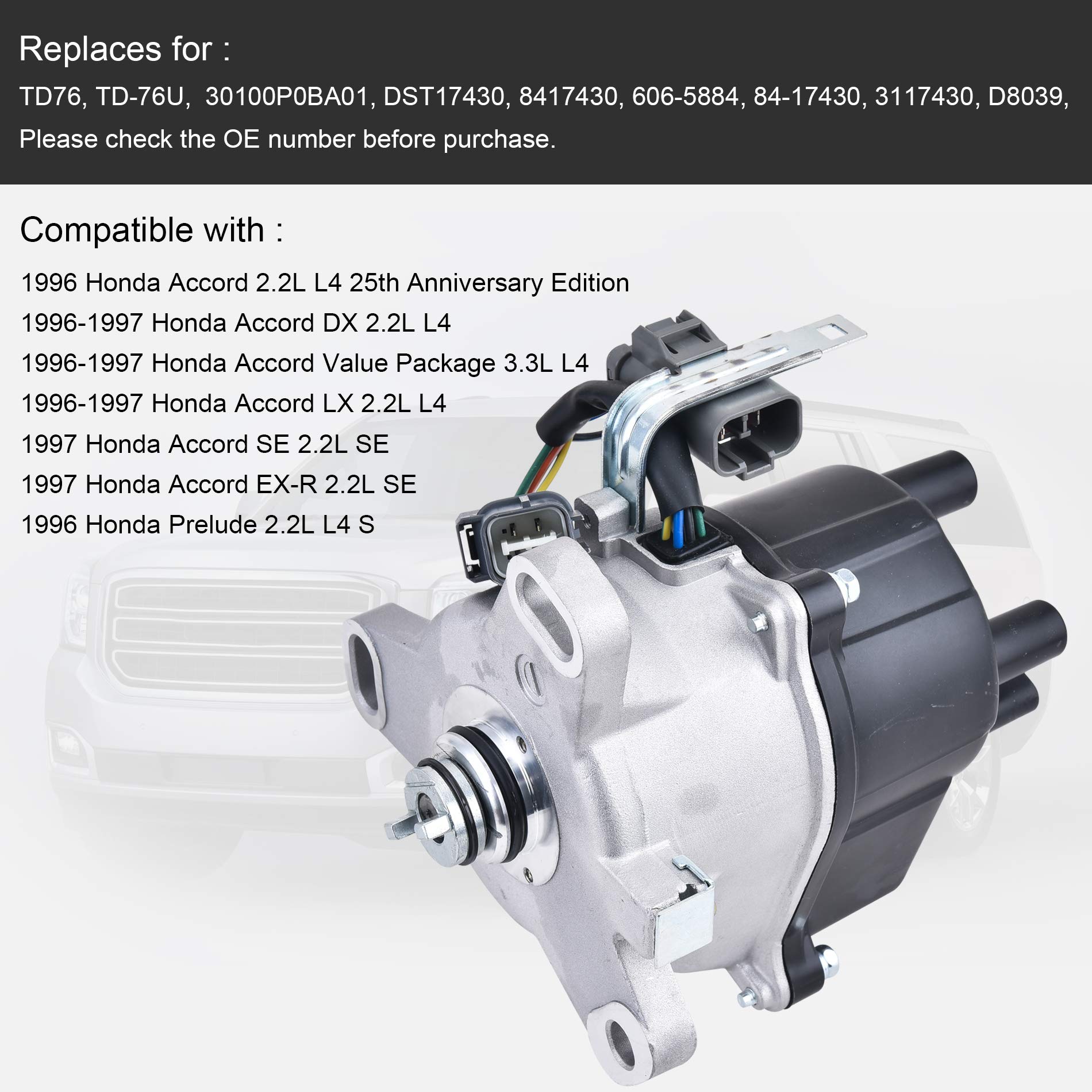 SPEEDTUN Ignition Distributor with Cap and Rotor Kit TD76 TD76U 30100P0BA01 Compatible with