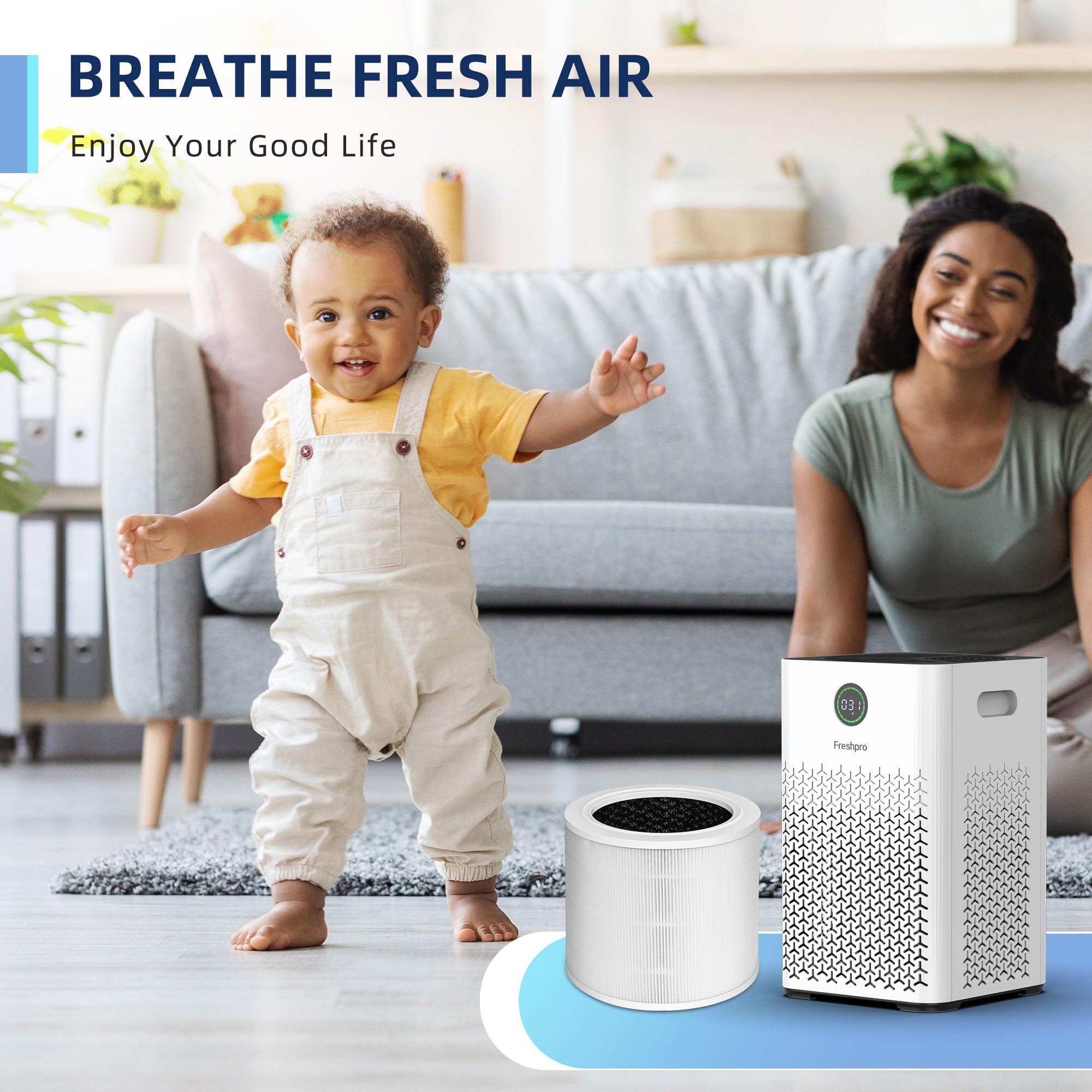 Purificateur D'Air Grande Pièce 1800 Pieds² – 3 Vitesses – Filtre Lavable – LAP-V201S-WUS