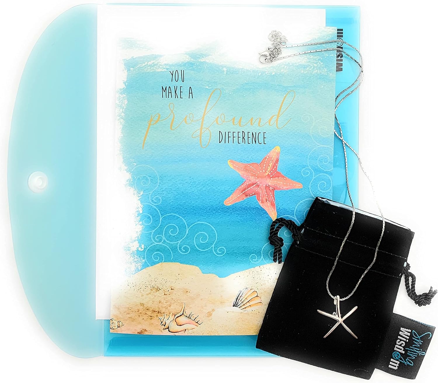 Smiling Wisdom Starfish Story You Make A Profound Difference Greeting Card | Starfish Necklace Gift Set - Women (Simple Starfish)