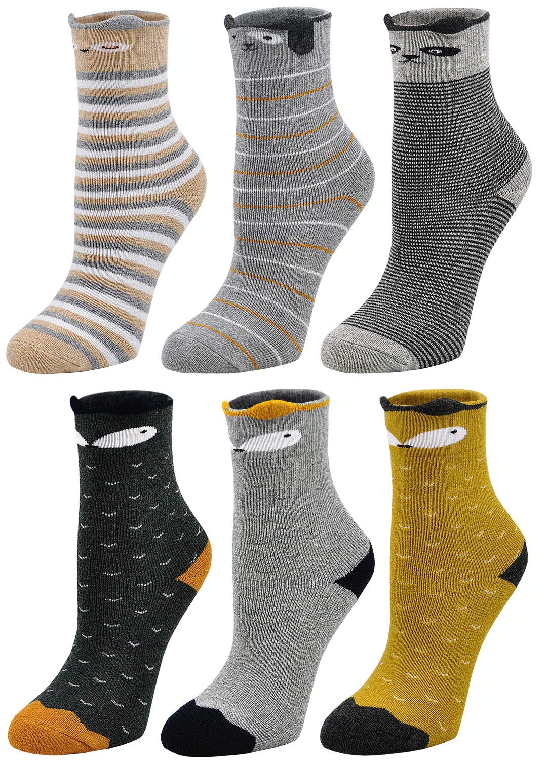 LOFIR Calzini Termici in Cotone per Bambina Calzini caldi invernali, Novità Crew Calze Caldo per Ragazze Bambine Bambini 2-11 anni, taglia 20-34, 6 paia