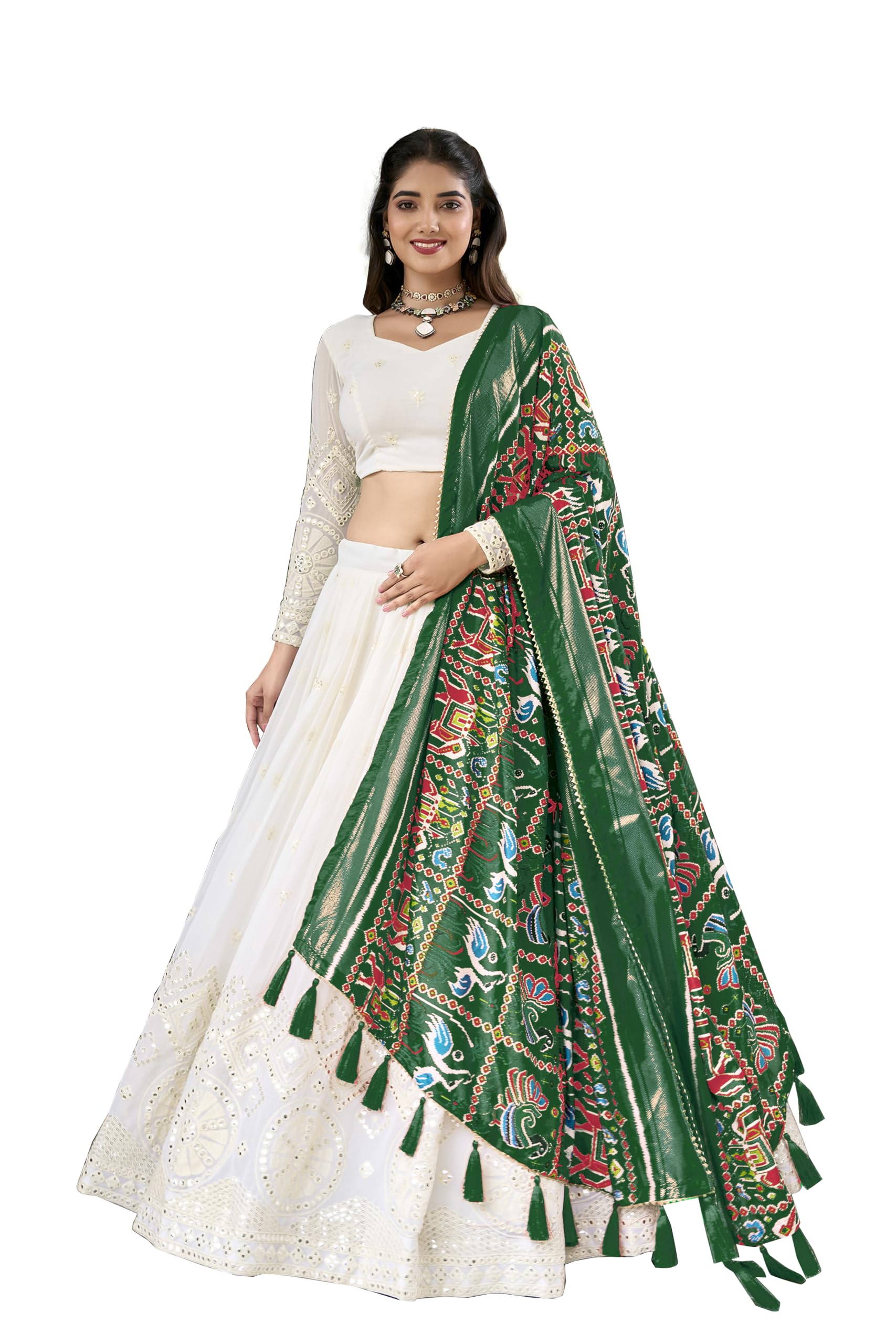 TRENDMALLS Women's Gold Yelllow Net Embroidery Sequence Work Lehenga Choli Set with Dupatta For Women