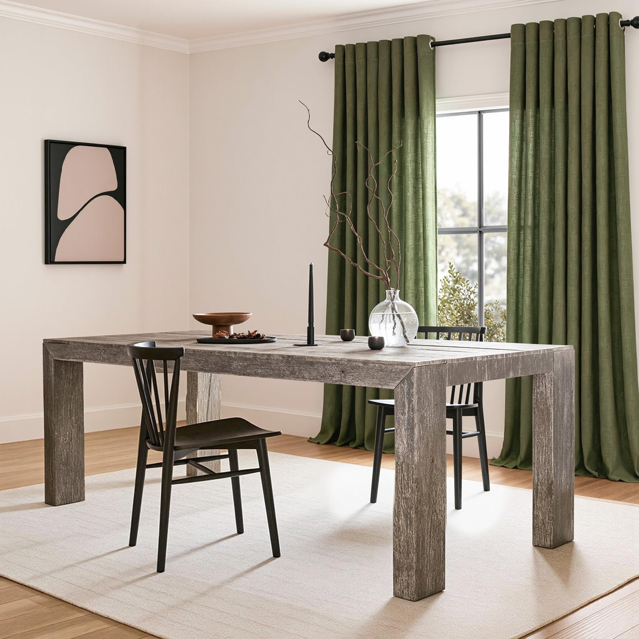 Tenda verde oliva 140 x 280 cm Tende in voile soggiorno moderno opaco luce morbida traslucidi e tendaggi interni con occhielli decorati, camera da letto, adulto, bambino, finestra, tramonto, 2 pezzi