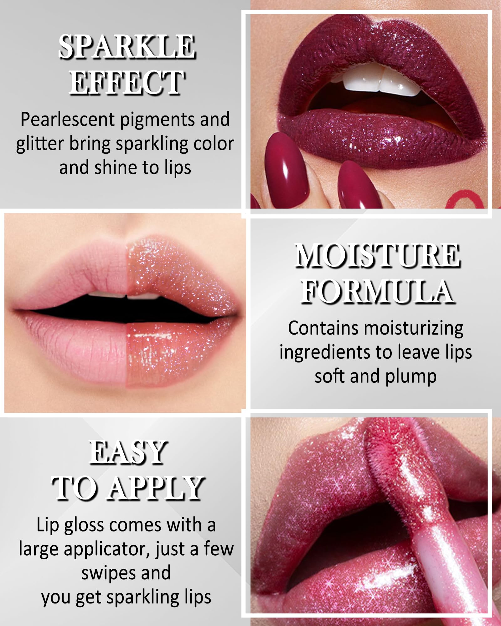 Amazon.com : Glitter Lip Gloss Lip Glaze-3Pcs Moisturizing Shimmer