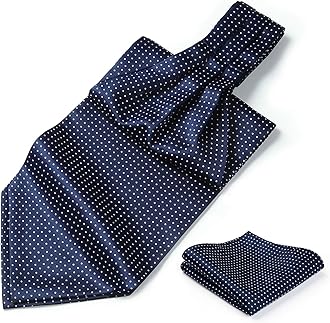 HISDERNAscot Ties for Men Paisley Cravat Tie and Pocket Square Set Floral Mens Ascot Scarf Handkerchief Wedding Party