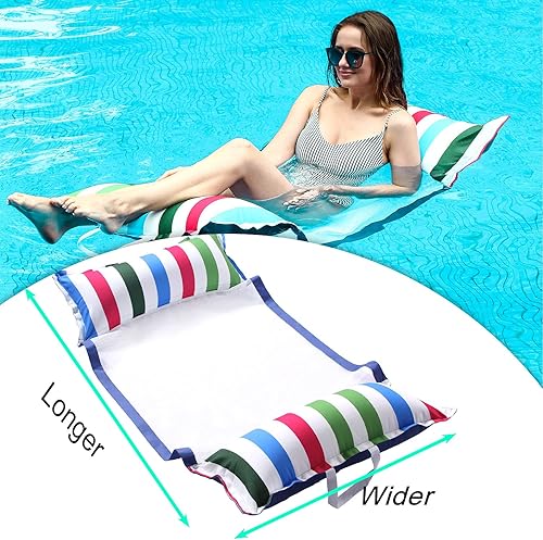 Miniatura 3 de FindUWill Hamaca flotante de tela para piscina, XL, paquete de 2 flotadores inflables multiusos para hamacas de agua (silla, silla, hamaca,