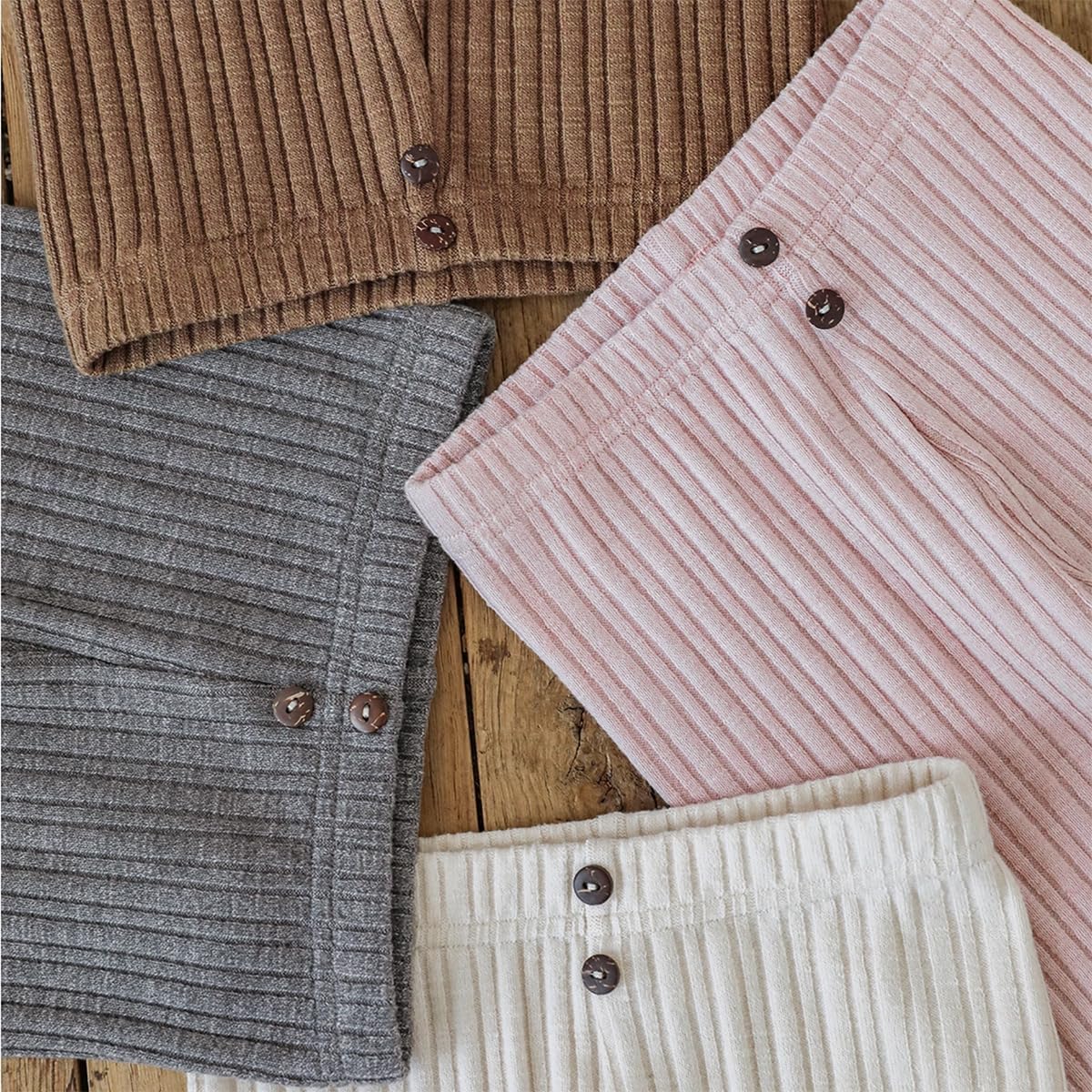 Colorful Childhood 3 Pack Girls Ribbed Jersey Leggings Kids Stretchy Warm Footless Tights Ruffles Knit Pants - Image 6