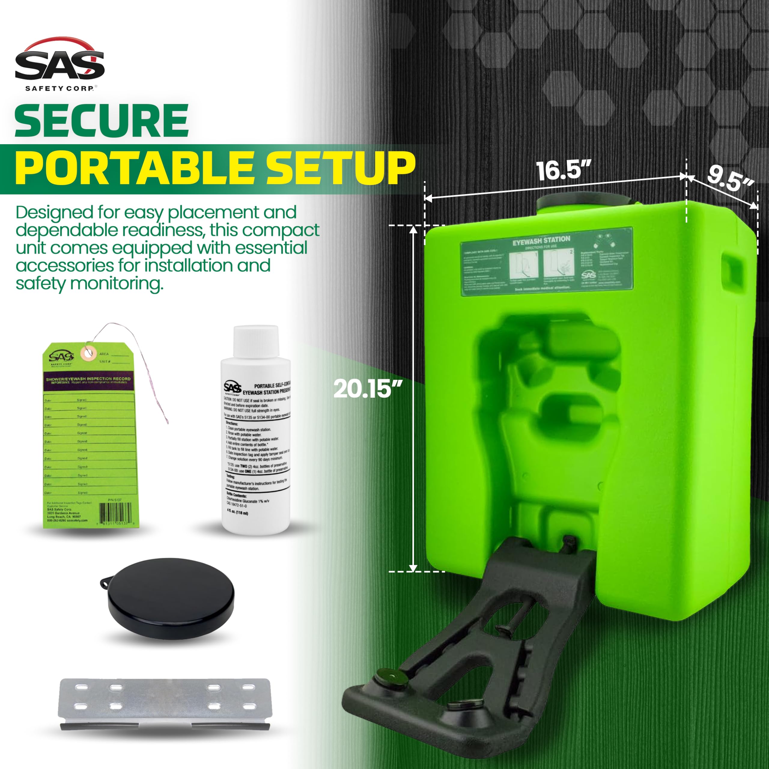 SAS Eyewash Station - 9.65 Gallon Green -4 SAS Eyewash Station - 9.65 Gallon Green -4