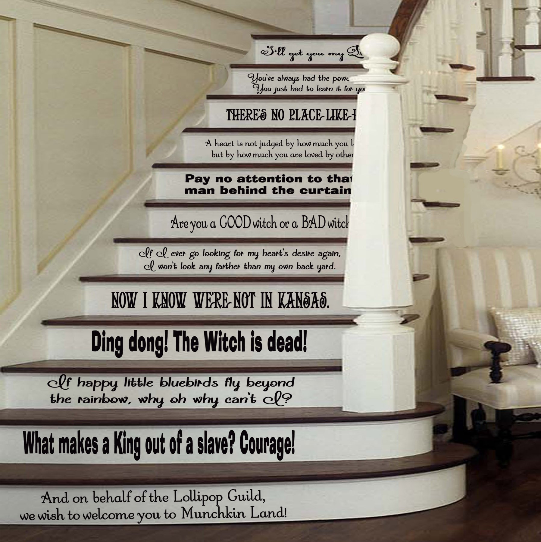 Buy Wizard of Oz Inspired Quotes Large 12Pc Set [Black] Vinyl Wall or Stairs Decal by GMDdecals