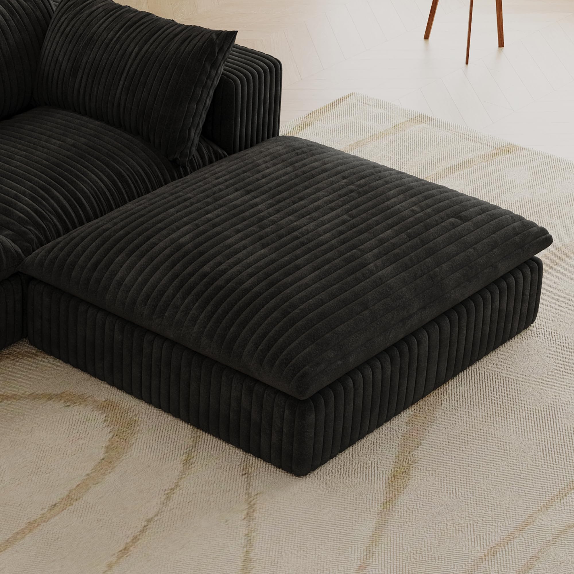 Cloud Sofa Corduroy Fabric Ottoman, Modular Deep Seat Sofa for Living Room/Bedroom, No Assembly High-Density Sponge Sofa for Small Apartment Adults