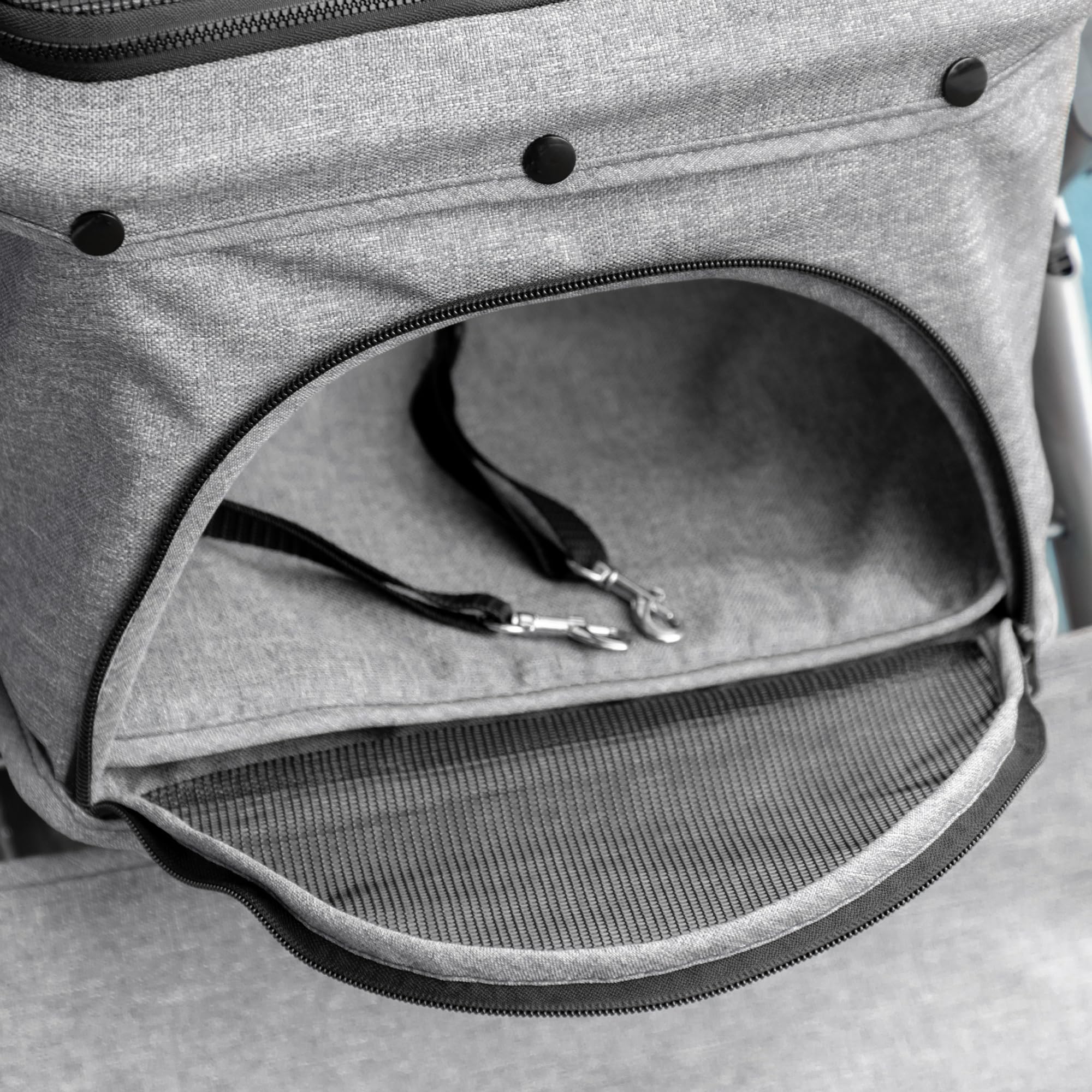 PawHut Poussette buggy pliable chien chat panier et sac de rangement attaches sécurité housse réglable acier Oxford gris chiné noir | Panier et Sac de Rangement, Housse Réglable, Acier Oxford