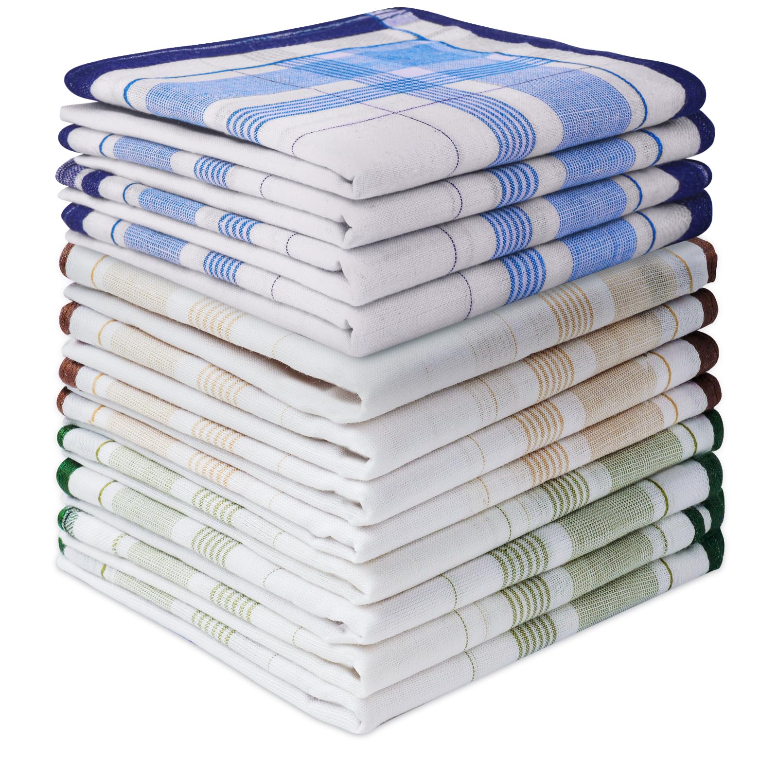 Aomig Taschentücher Herren, 12 Stück Baumwolle Stofftaschentücher Set, Traditionelle Taschentücher Stoff Herren Handkerchief, Wiederverwendbar Herrentaschentücher, 40cm x 40cm (3 Farben/B)