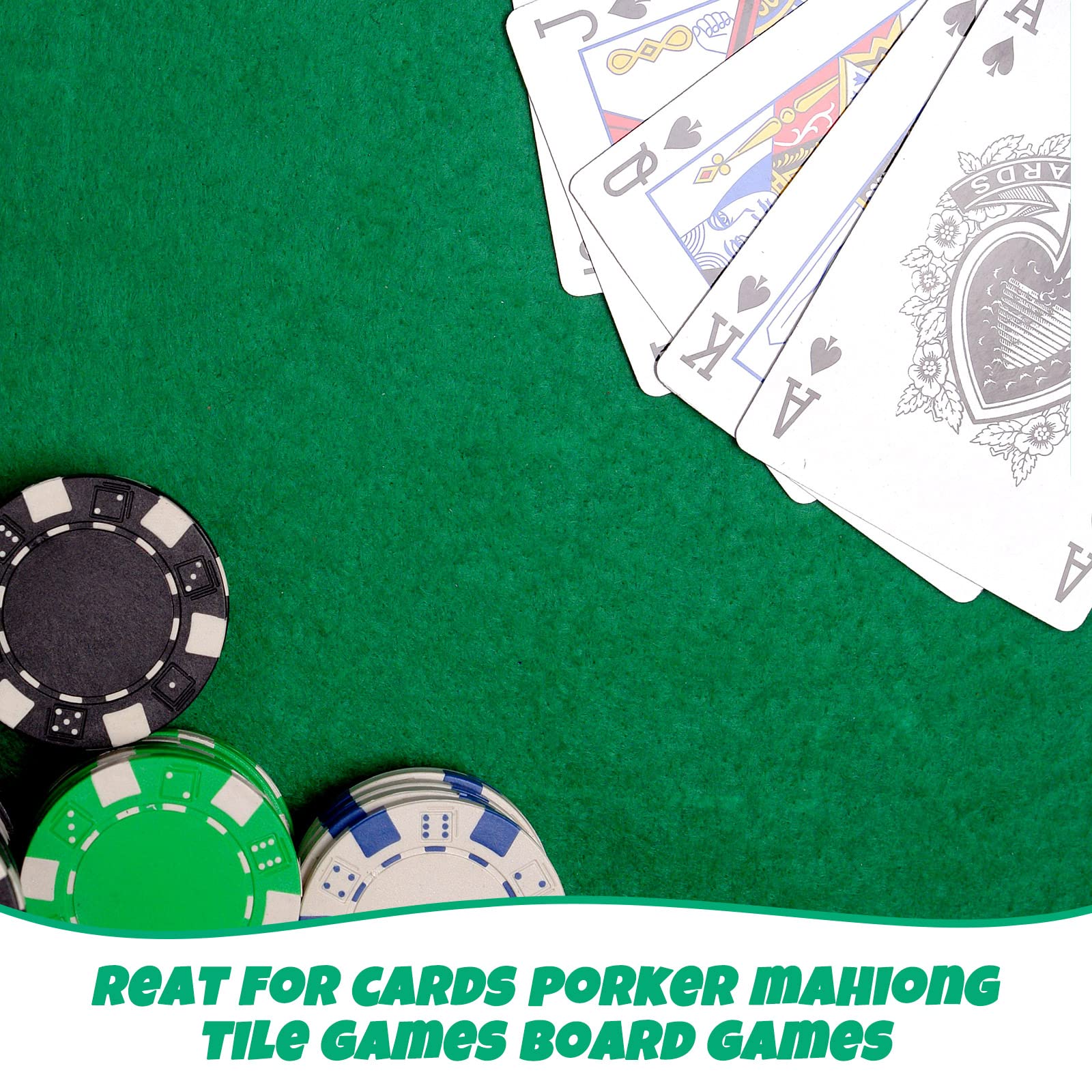 2 Pcs Felt Game Table Cover Rectangle 36 x 72 Inch Felt Card Poker