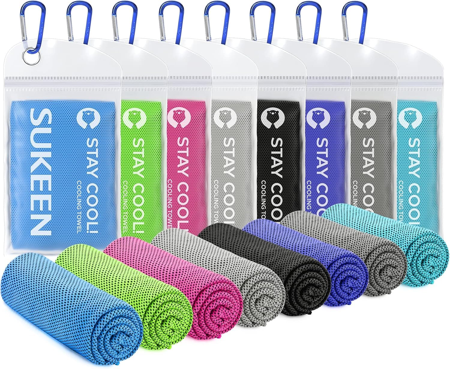 Sukeen 8 Pack Cooling Towels(40"x12") for Neck and Face, Sweat Cooling Rags — Amazon image 10