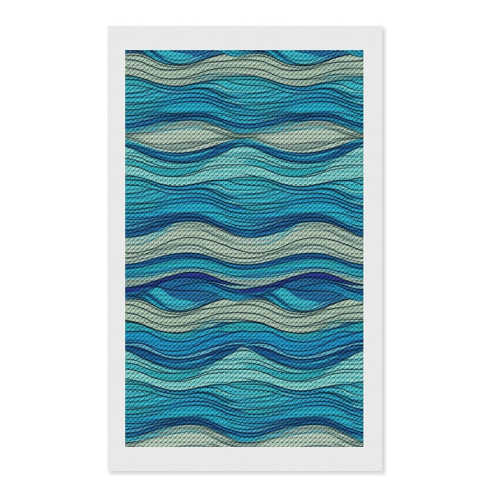 FekiLoot Ocean Stripe Pattern Diamond Art Kits for Adults Diamond Painting Kits for Beginners DIY Diamond Art Kits Round Full Drill Diamond Dot Gem Painting for Home Wall Decor Gift 12"x20"
