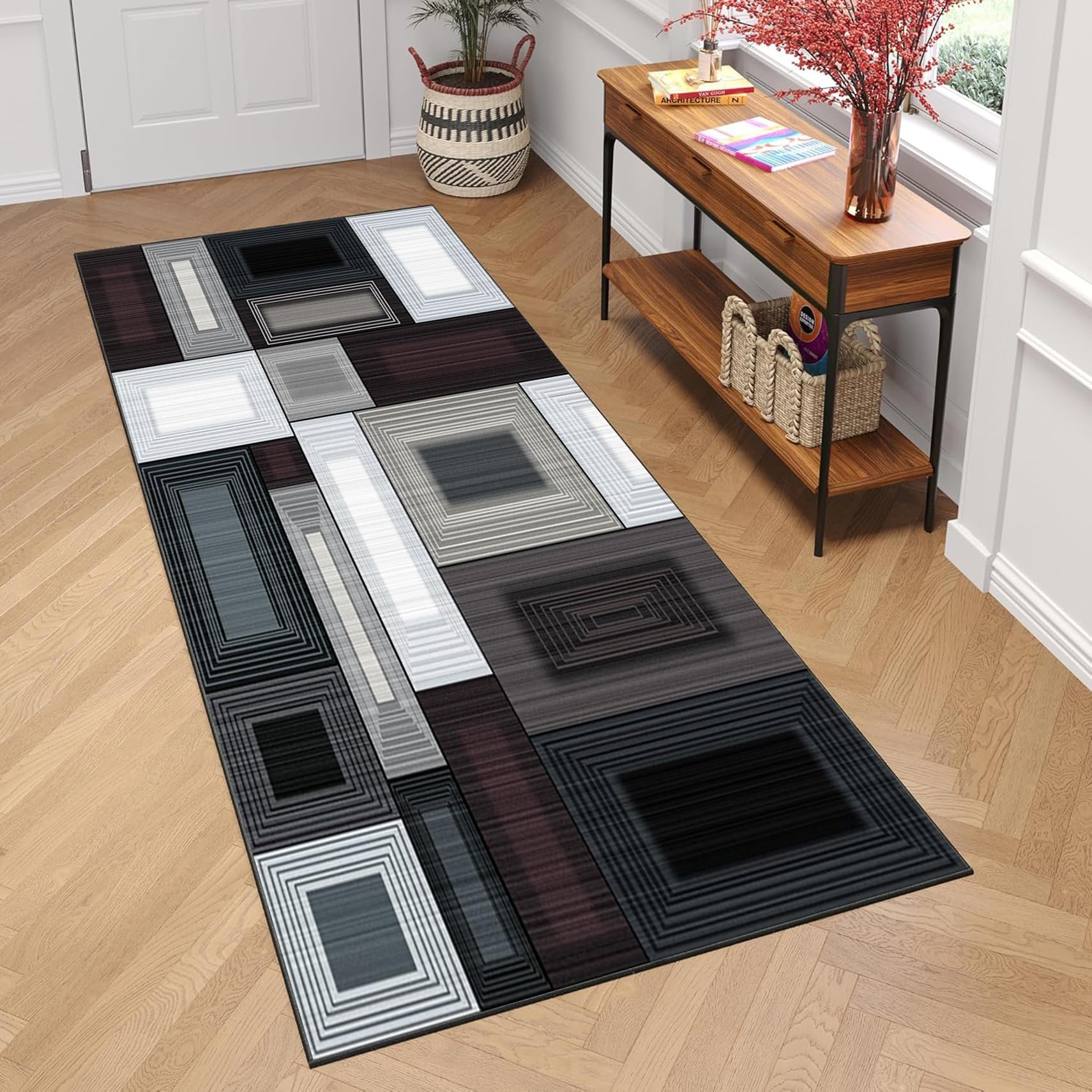Alfombra pasillo larga antideslizante y lavable de 76x310 cm perfecta para evitar resbalones