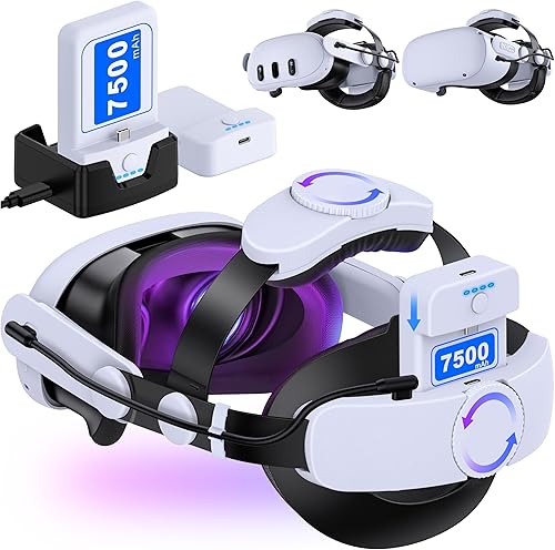 Battery Head Strap 15000mAh for Meta Quest 32,Elite Starp Replacement Extend Playtime for Oculus Quest 32 with Rechargeable Battery 2 Pack,Charging
