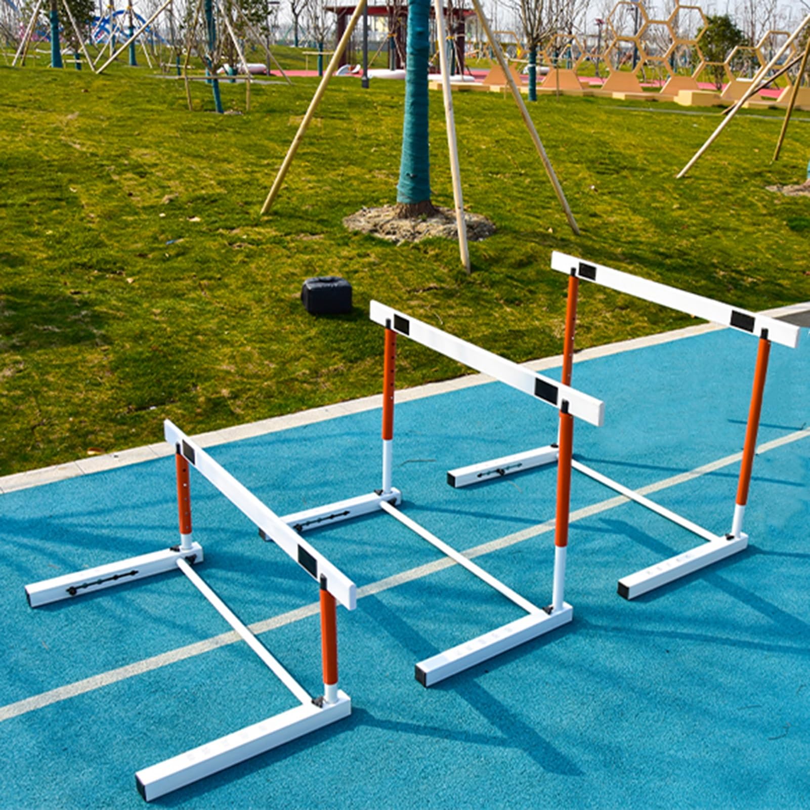 Juego de 3 vallas de acero para entrenamiento de velocidad y agilidad, equipo de entrenamiento deportivo profesional, altura ajustable de 40 a 60 cm