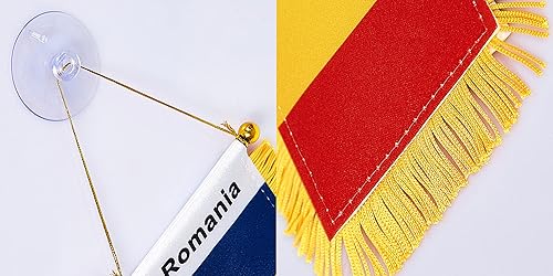 Miniatura 3 de WXTWK Bandera de Rumanía de 3 x 5 pulgadas, bandera colgante de ventana rumana, mini banderas de automóvil, decoración de espejo retrovisor con