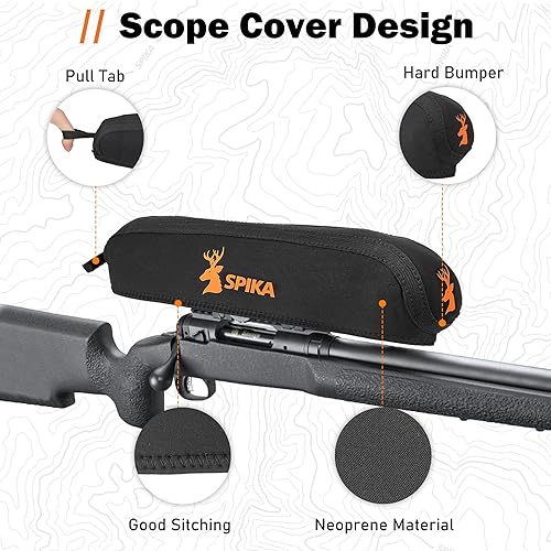 Miniatura 2 de SPIKA Cubierta de neopreno de alcance de rifle Cubierta negra de la lente de la óptica del ocular de la mancha, protector de alcance durable y suave
