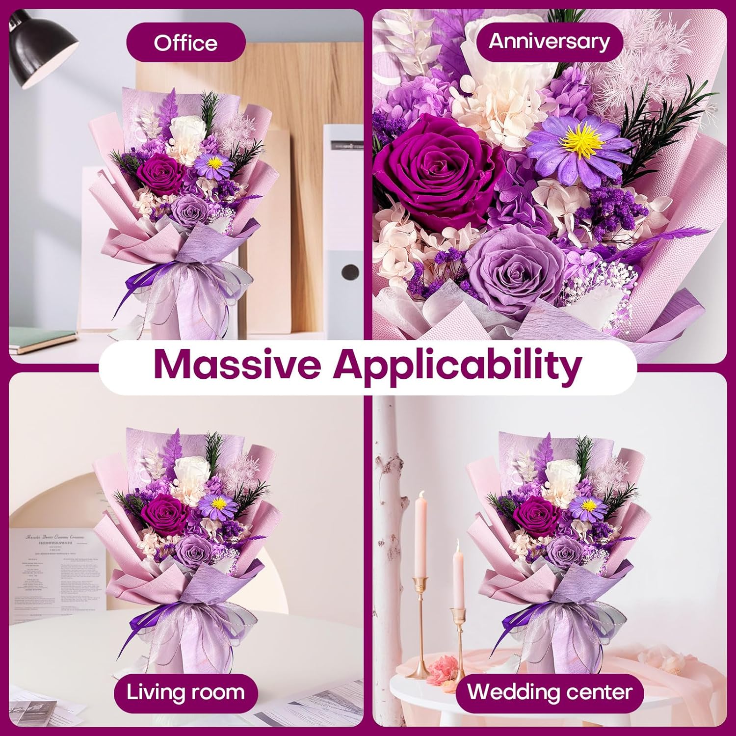 Preserved Flowers Bouquet, Eternal Natural Rose, Flower Birthday Decorations for Mom Women,Send Flowers Prime,Wedding Anniversary,Christmas Eve - Image 5