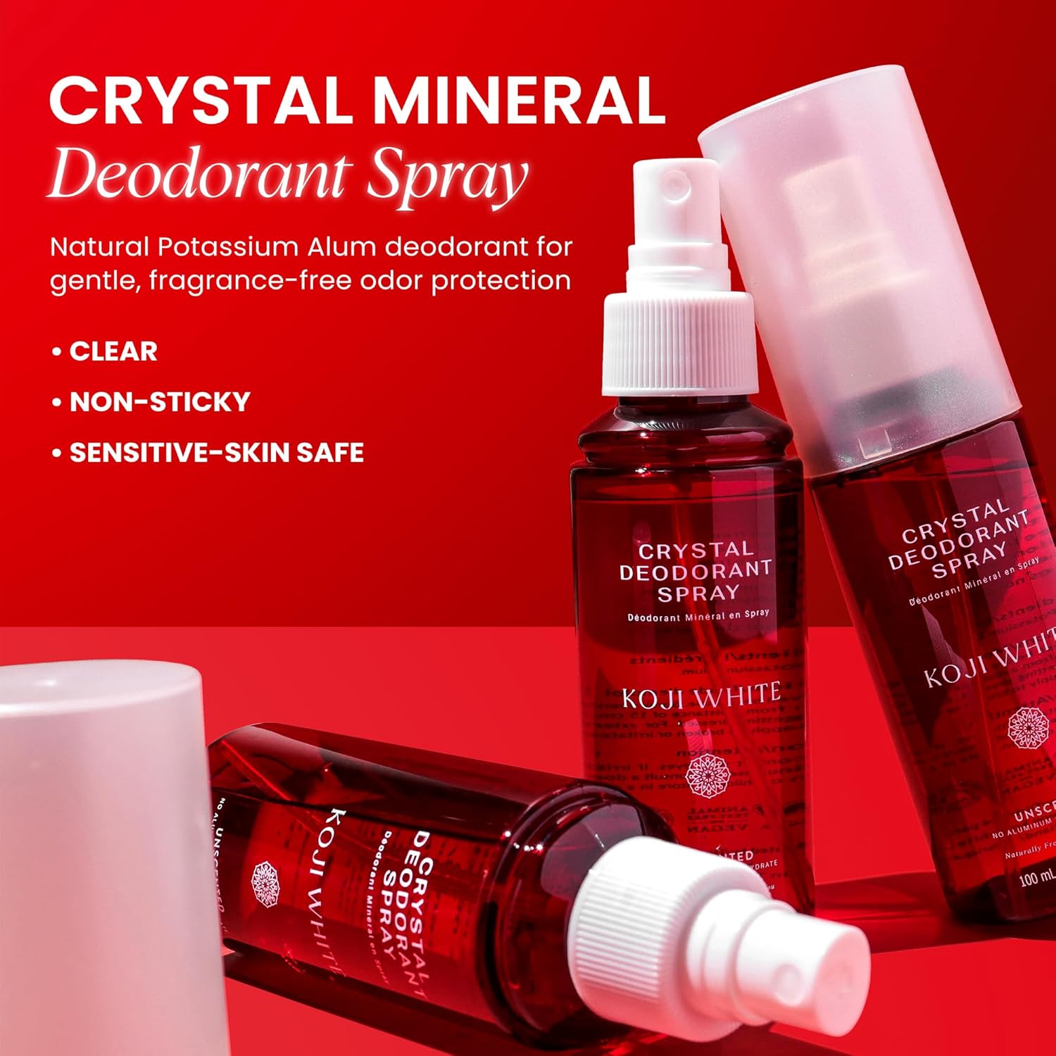 Koji White Even Tone Deodorant | Salt Deodorant Crystal Spray Women | Unscented Deodorant for Sensitive Skin - Mineral Salt Stone, Gentle Odor Elimination, Natural Underarm, Fragrance-Free, 3.38 Fl Oz - Image 2