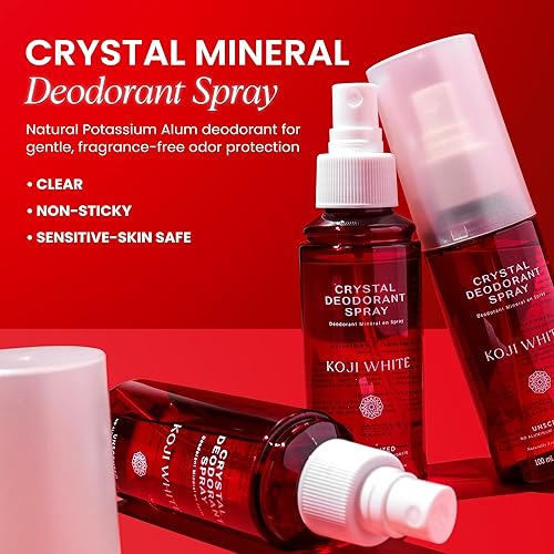 Miniatura 2 de Koji White Salt Deodorant Crystal Spray para mujeres, desodorante sin perfume para pieles sensibles, piedra de sal mineral, eliminación suave de