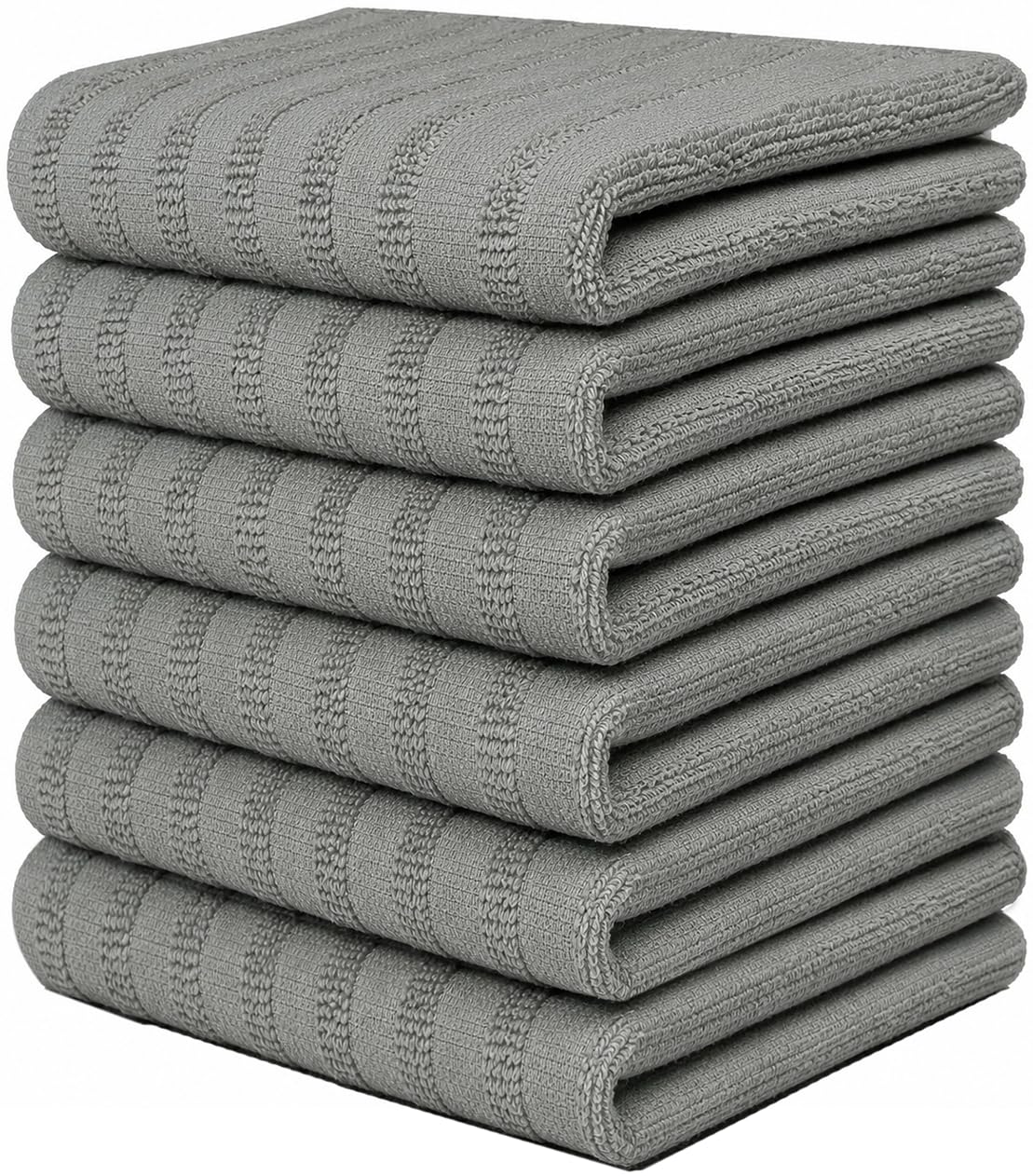 Premium Kitchen Towels 6 Pack 100% Cotton, 20"x28" - Grey Solid