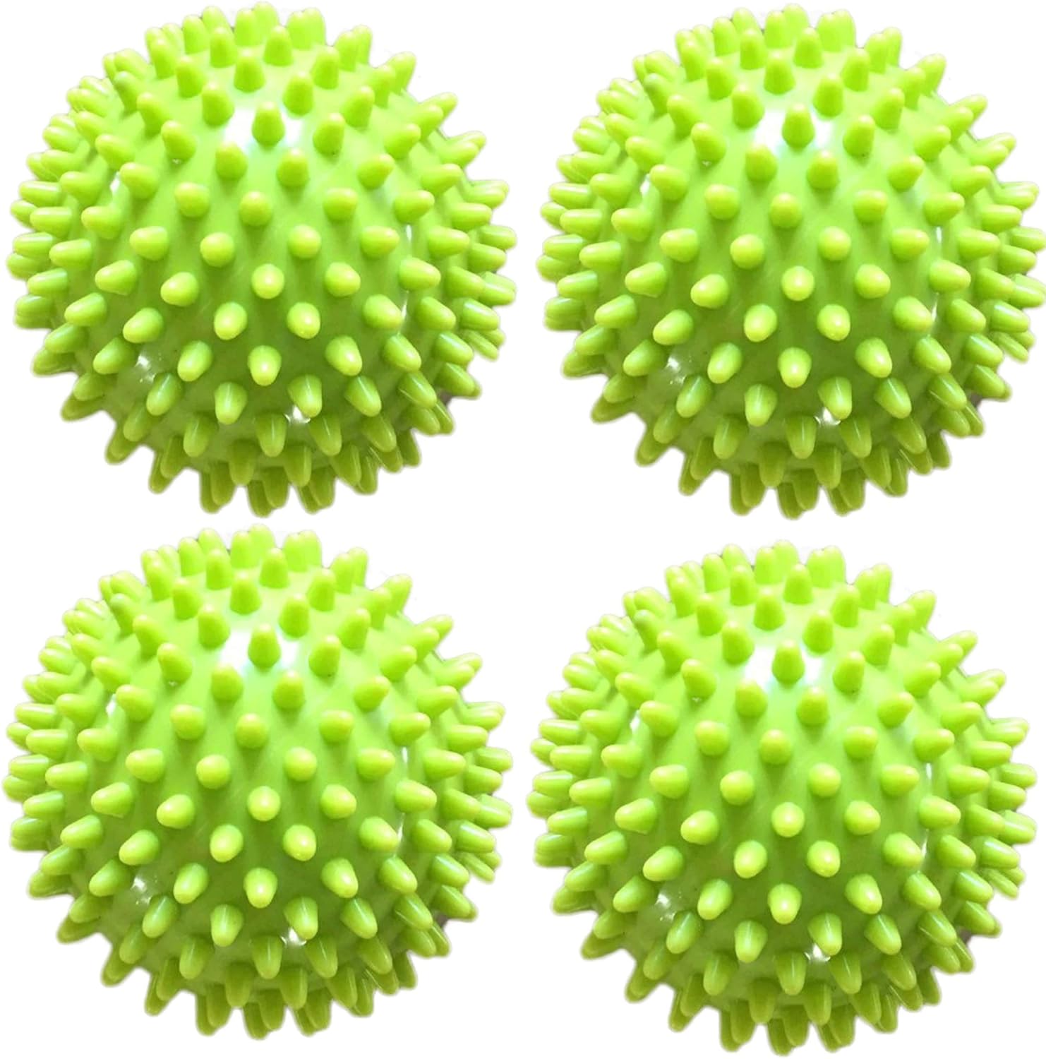 Spiky Ball (4 Ball) for Foot, Hand, Back, Total Body Myofascial Release and Self Massage, for Plantar Fasciitis, Muscle Soreness, Trigger Point Therapy (Green, 3 Inch)