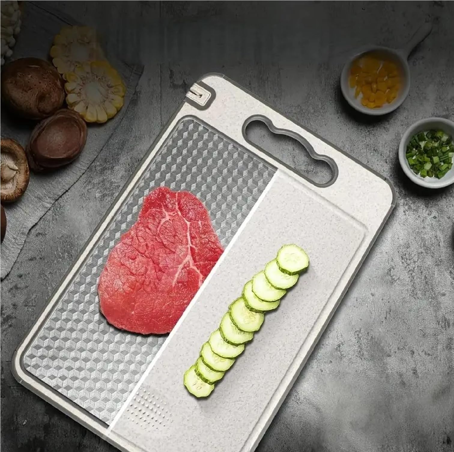 Double Sided Cutting Board with Knife Sharpener -9 Double Sided Cutting Board with Knife Sharpener -9