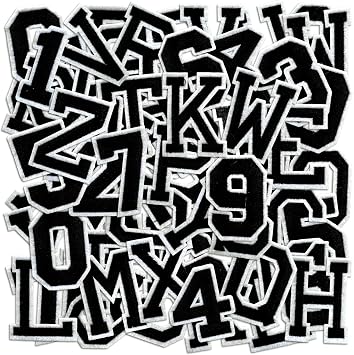 Letter and Number Iron On Patches, A-Z Alphabet and Numbers 0-9 Embroidery Applique Patch, DIY Decorative Heat Press Patches for Clothing Jeans Jackets Backpacks Hats Black 72 Pcs