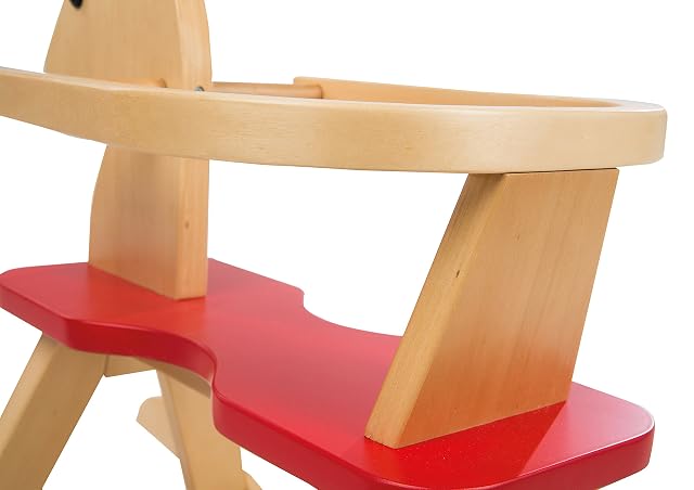 Foto 8 de 8 de roba Caballito de Madera Natural con Asiento Rojo + Anillo de Protección Extraíble