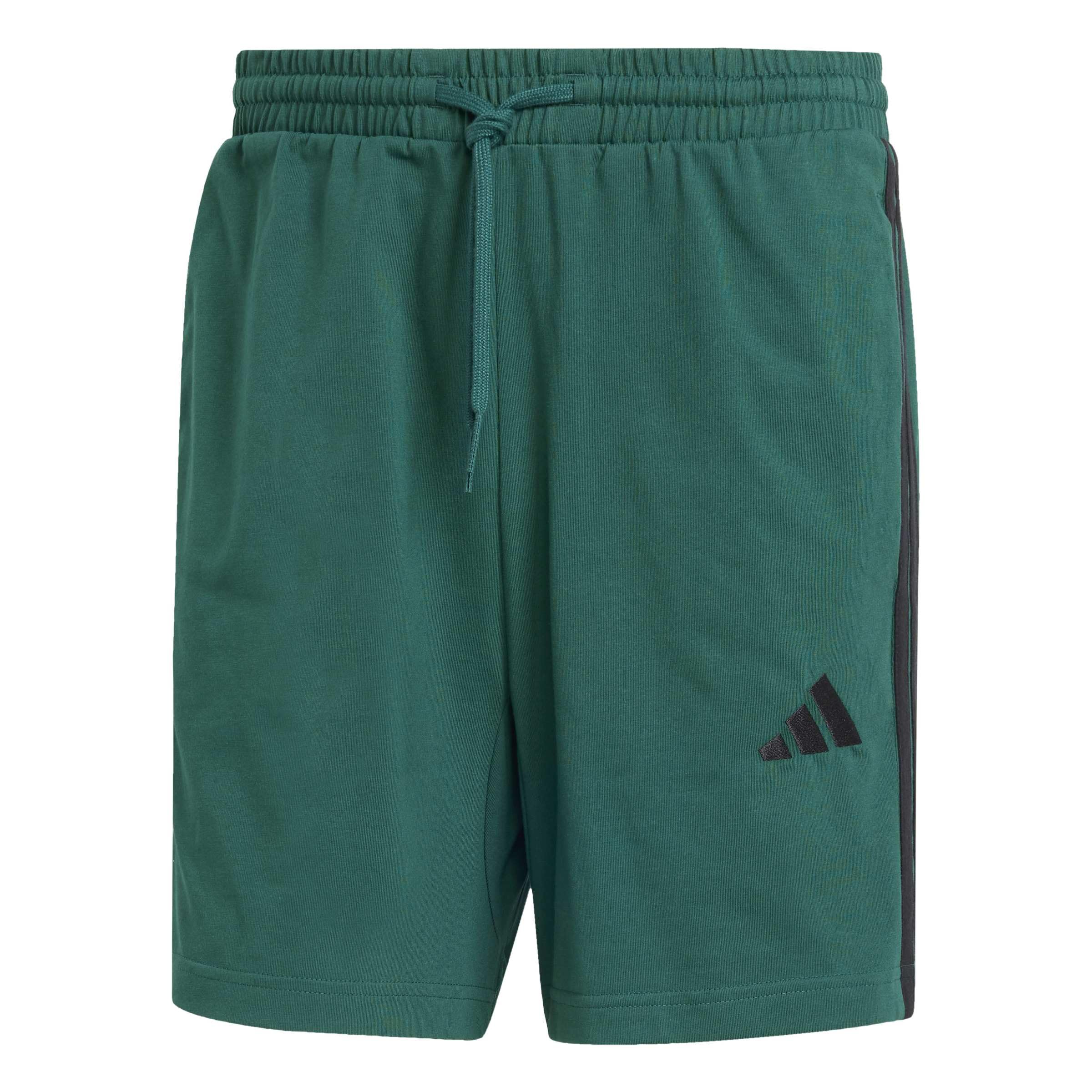 adidas Men's Essential Three Stripes Single Jersey Short 7In Shorts, Collegiate Green/Black, XXL
