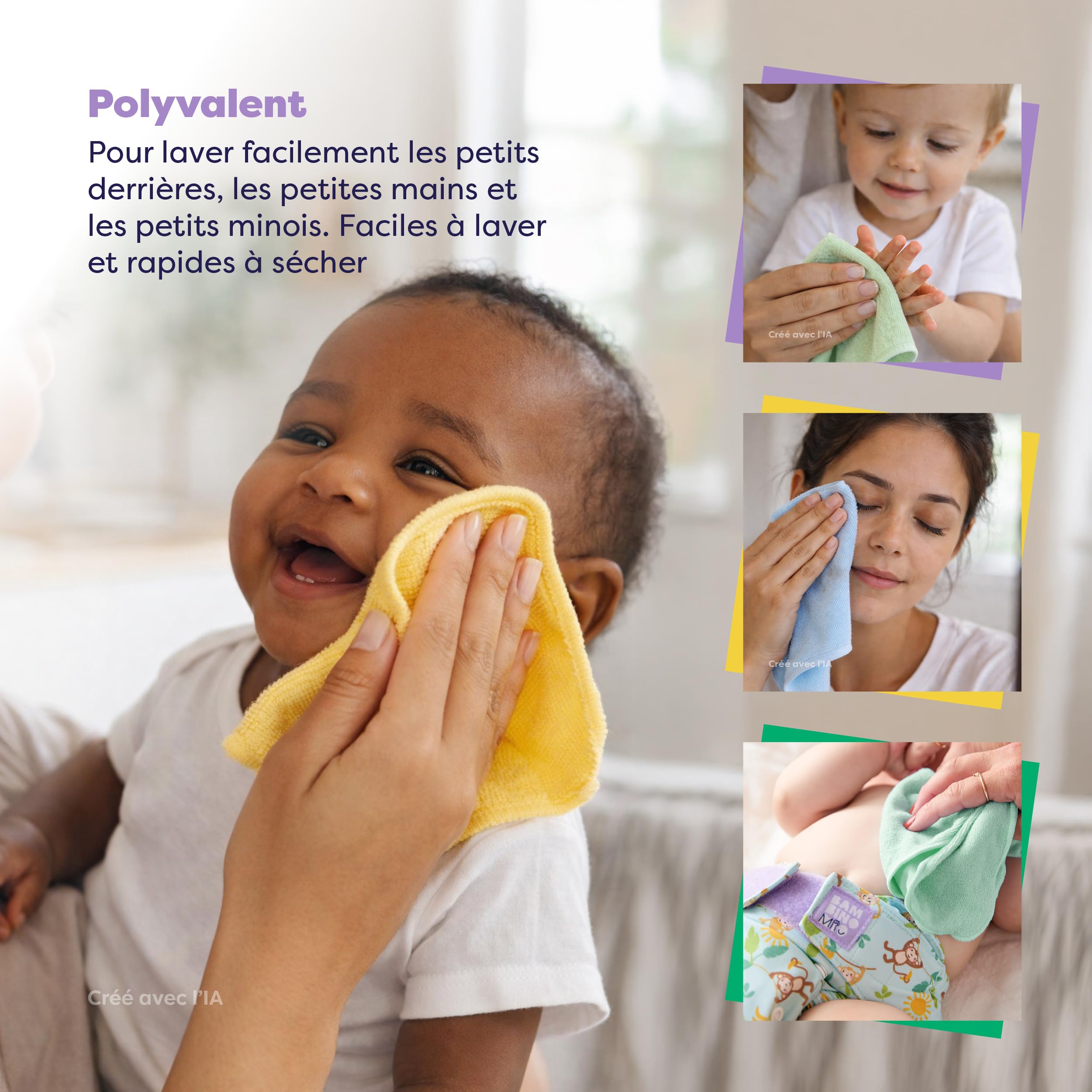 Bambino Mio (Lot de 10) | Cotton Lingettes bébé réutilisables, PASTELS – Lingettes lavables pour peaux sensibles, séchage rapide et résistantes