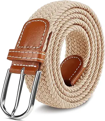 Multicolored Woven Stretch Belt for Men and Women, Braided Elastic Golf Belts Jeans Casual Pants Sport Belt