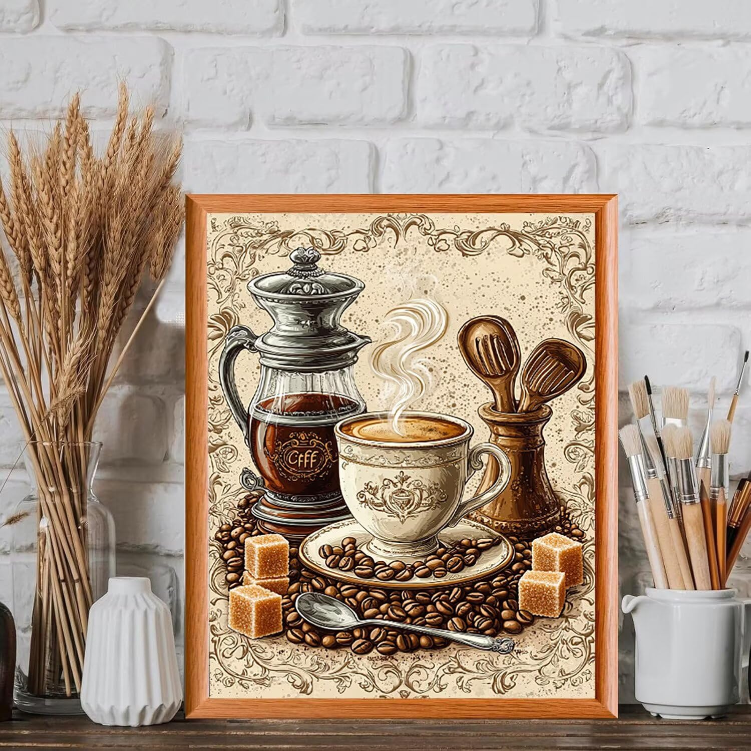 WEISHIWE Tazza da caffè Dipingere con i Numeri per Adulti, 70x90cm a-520 | Paint by Numbers Kit con Pennelli e Acrilico Pigmento, Fai da te Olio La Pittura di Numeri Kit, Decora la Casa, senza Cornice