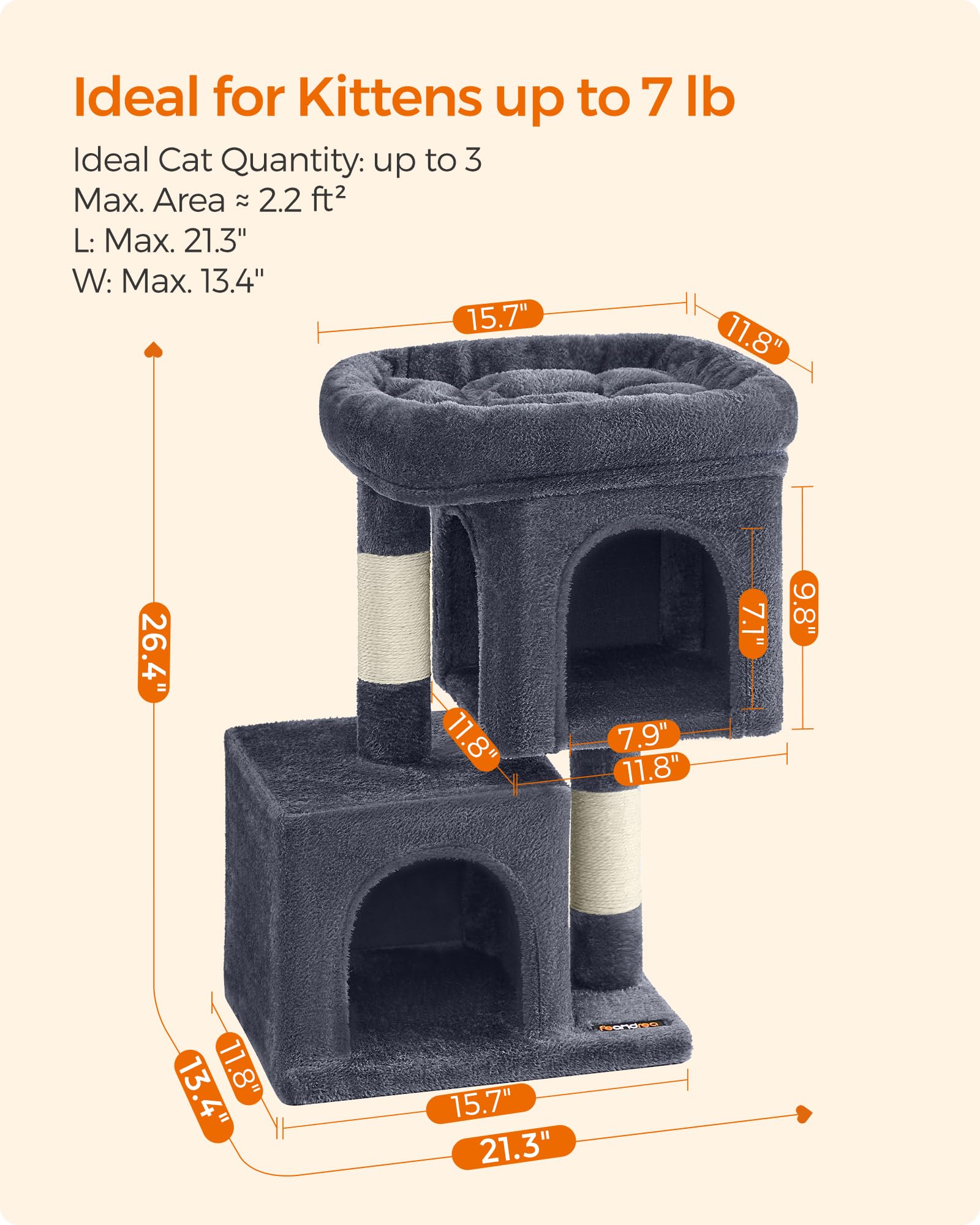 Amazon.com : Feandrea Cat Tree, 26.4-Inch Cat Tower, S, Cat
