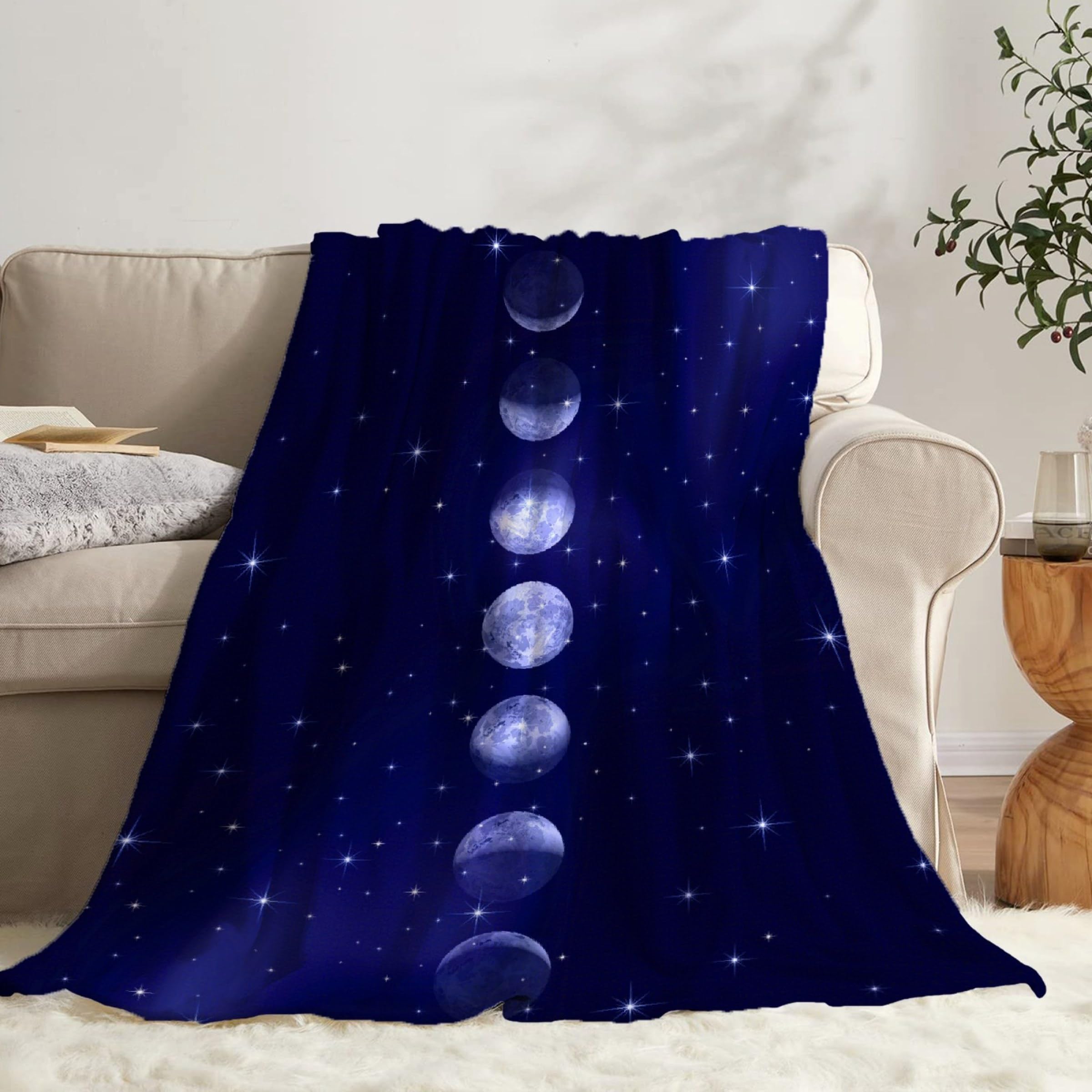 Todeyya Lunar Eclipse Moon Phases Blanket Gifts - ?Super Soft Flannel Fleece Blanket, Lightweight Microfiber Cozy Plush Blanket for Couch L 80