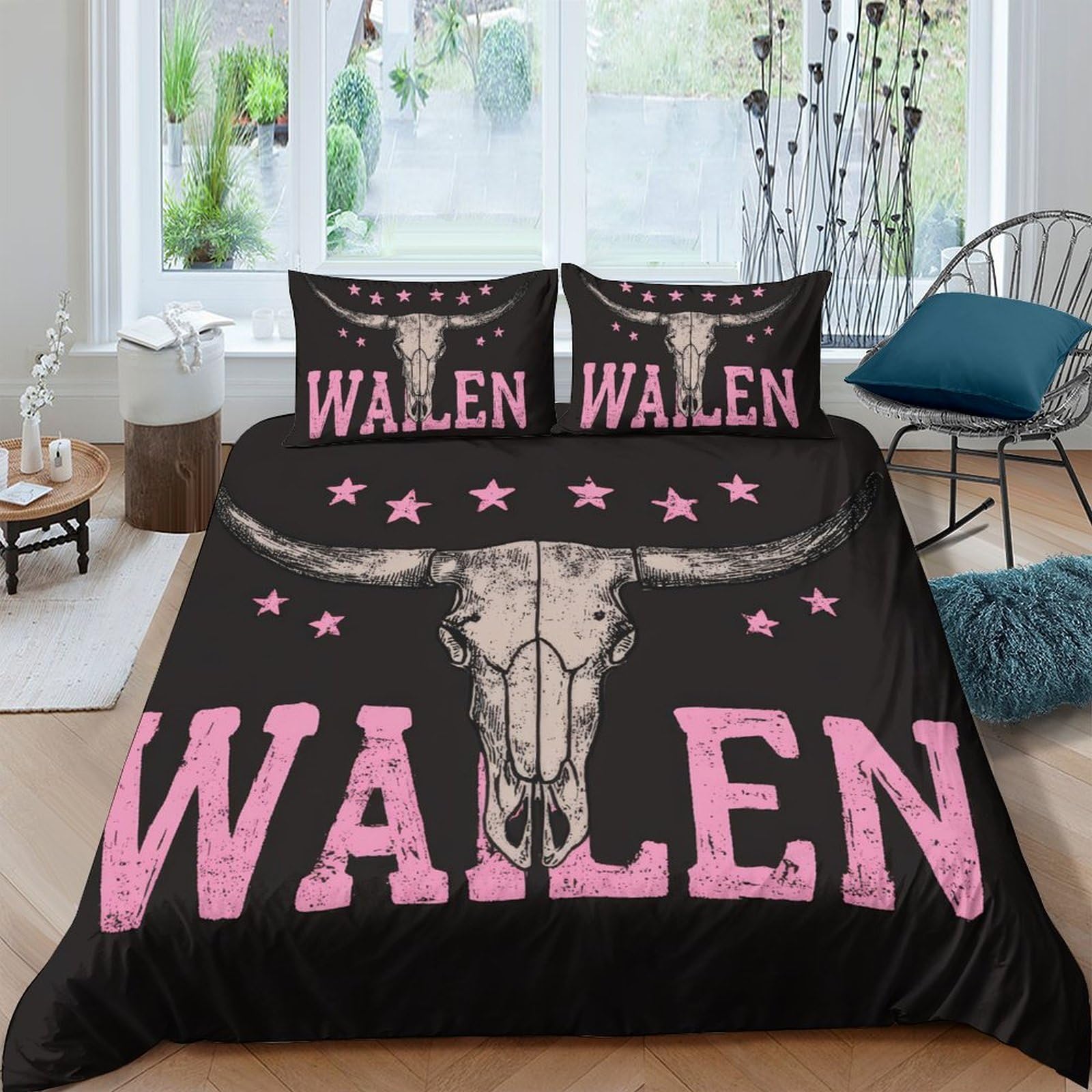 Ctjqhvkz Style-8 3D Printed Bull Skull Fitted Sheet Microfiber Black Pink Western Bed Cover For Bedroom Guest Room Decor Single（135X200cm）