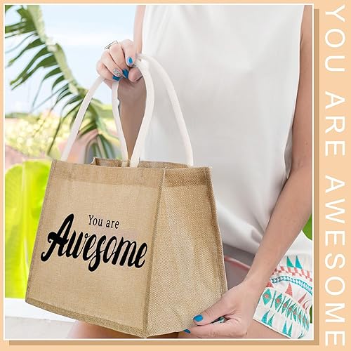 Miniatura 6 de 12 bolsas inspiradoras de arpillera con asas, bolsas de yute para regalo, bolsas motivacionales a granel, reutilizables a granel, bolsas de compras