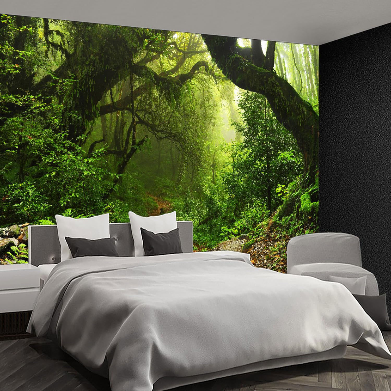 Fightal - Nature Forest Tree Mural Woodland Landscape Backgrounds Cottage Jungle Wallpaper Extra Large wall murals for Bedroom Living Room（not Peel