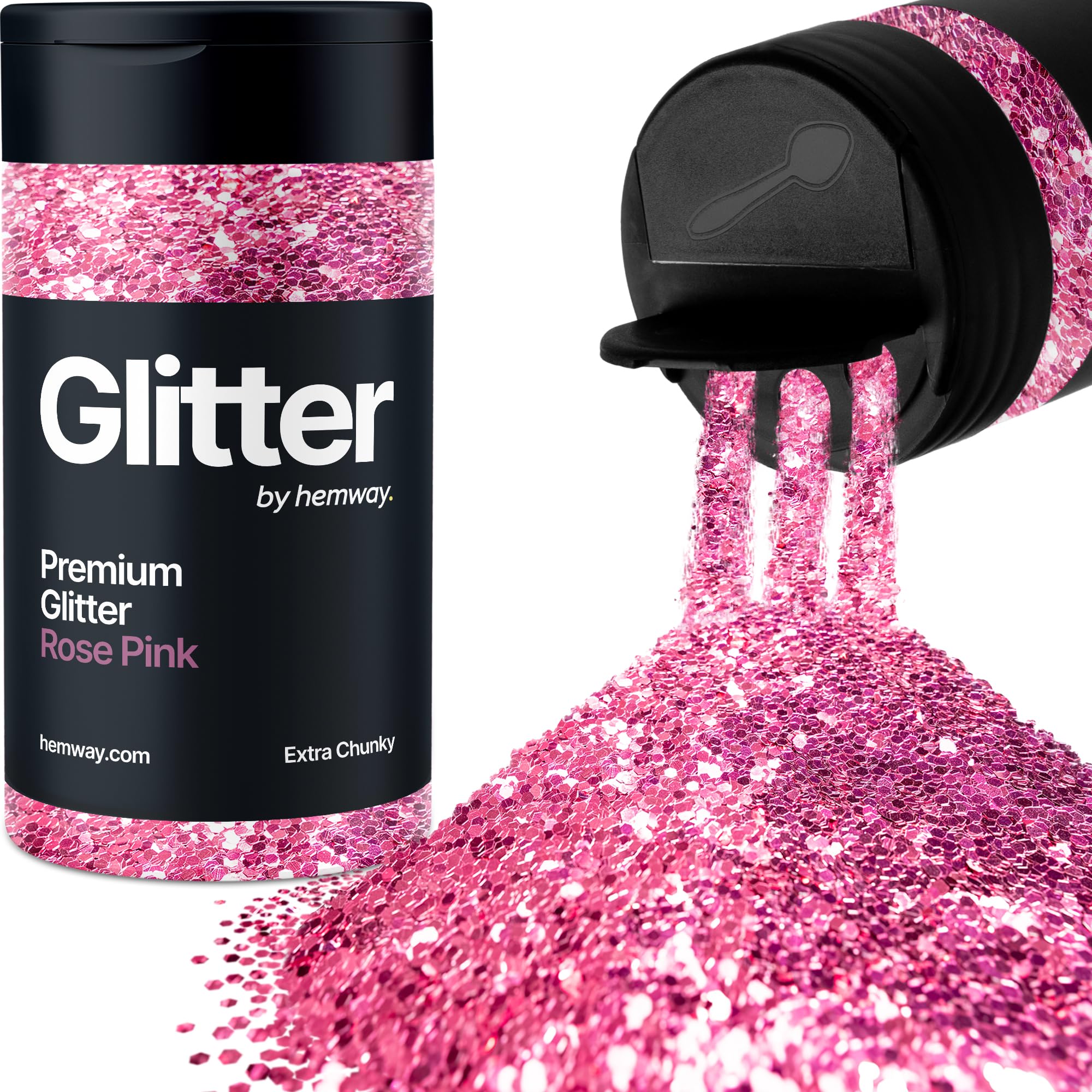 Rose Pink Glitter Shaker, 130g Extra Chunky Glitter, Crafts 1/24" Metallic Flake Rose Pink Sequins, Resin & Epoxy Crafts