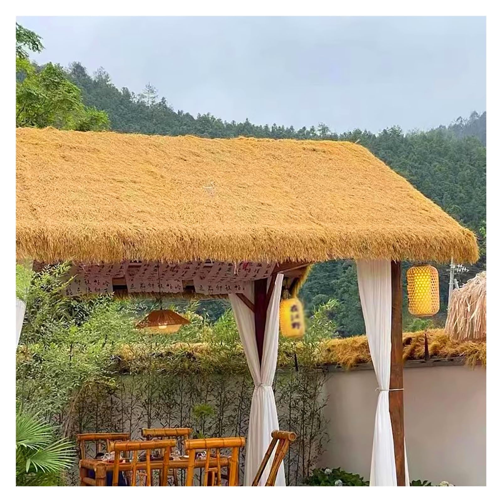 Rotolo di paglia sintetica per uso esterno, impermeabile e resistente al fuoco, perfetto per patio e giardino, decorazione paesaggistica, copertura del suolo